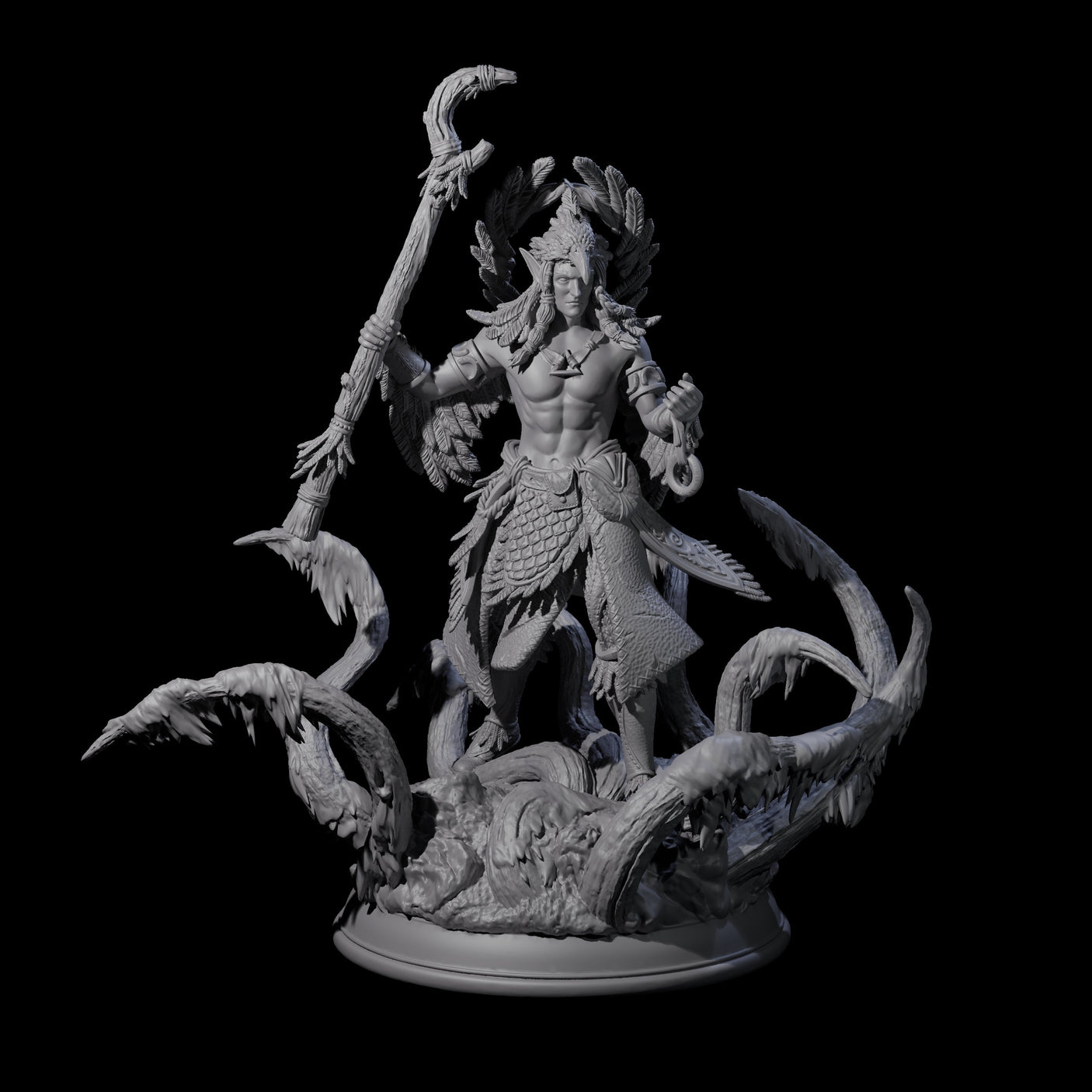 Crackling Wild Man Druid Miniature for Dungeons and Dragons, Pathfinder or other TTRPGs