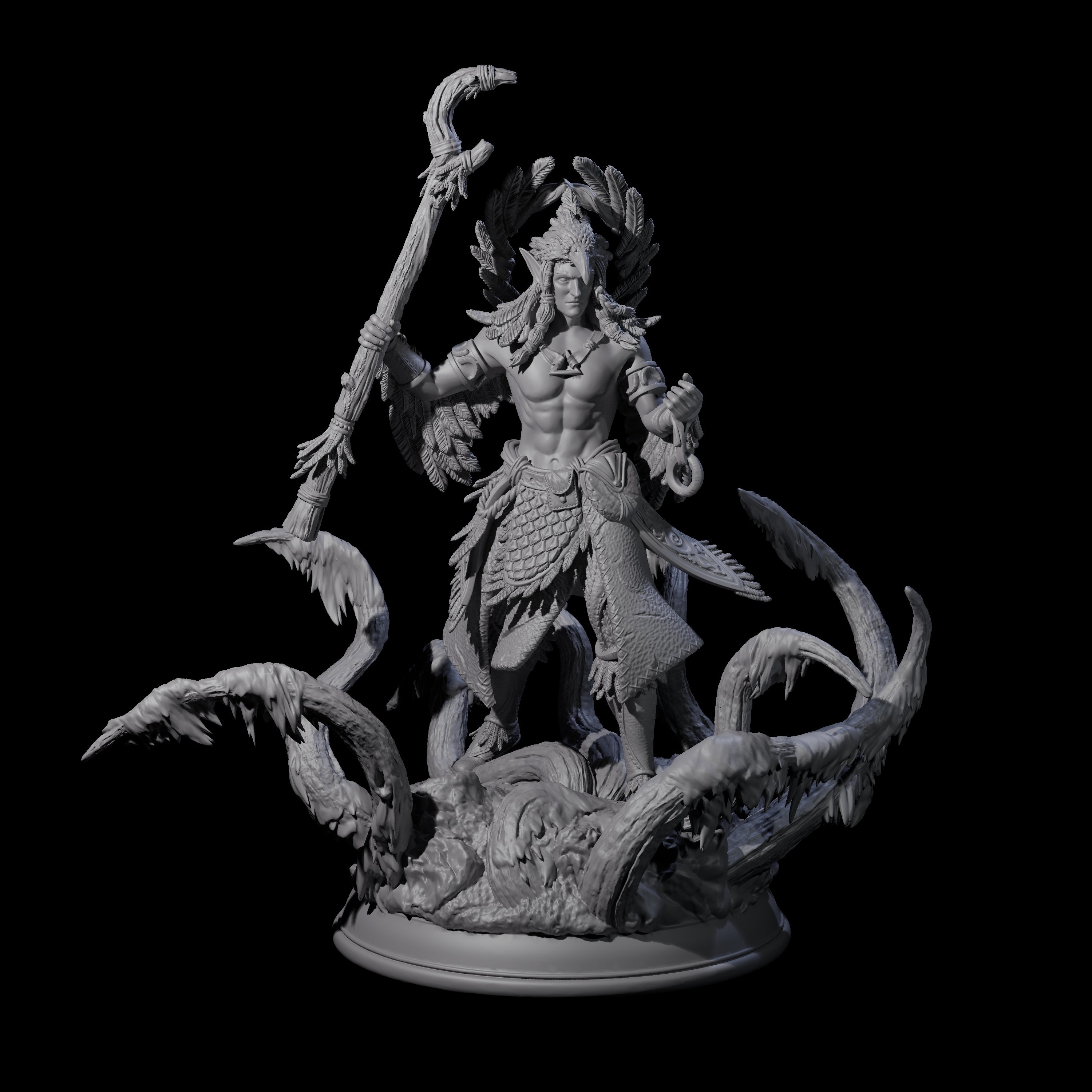 Crackling Wild Man Druid Miniature for Dungeons and Dragons, Pathfinder or other TTRPGs