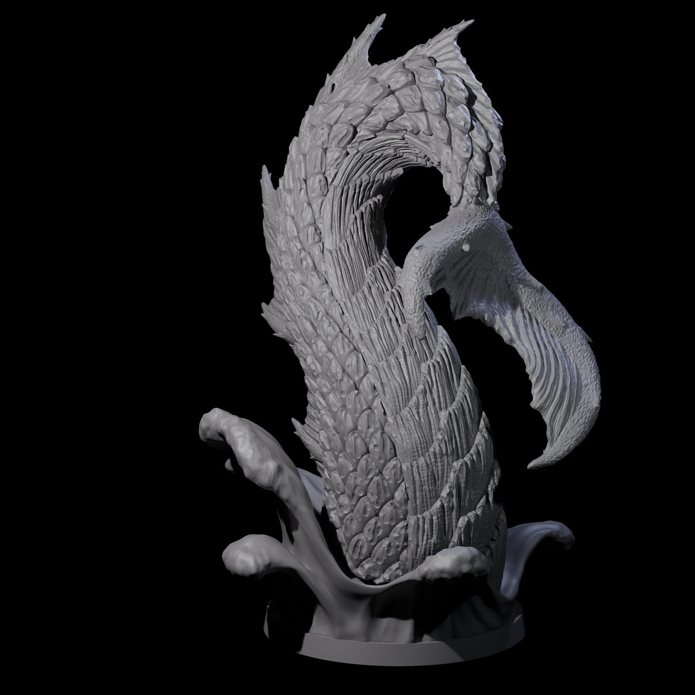 Crashing Sea Monster Tail B Miniature for Dungeons and Dragons, Pathfinder or other TTRPGs