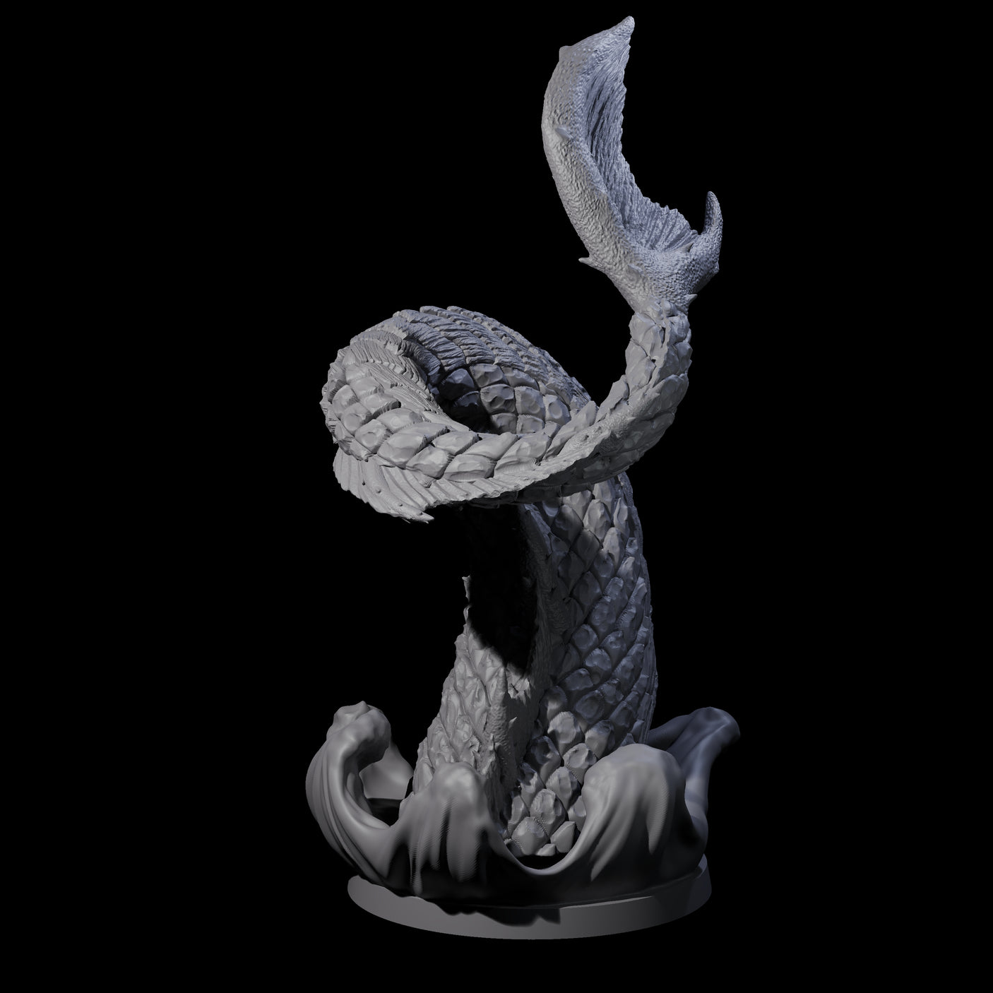 Crashing Sea Monster Tail C Miniature for Dungeons and Dragons, Pathfinder or other TTRPGs