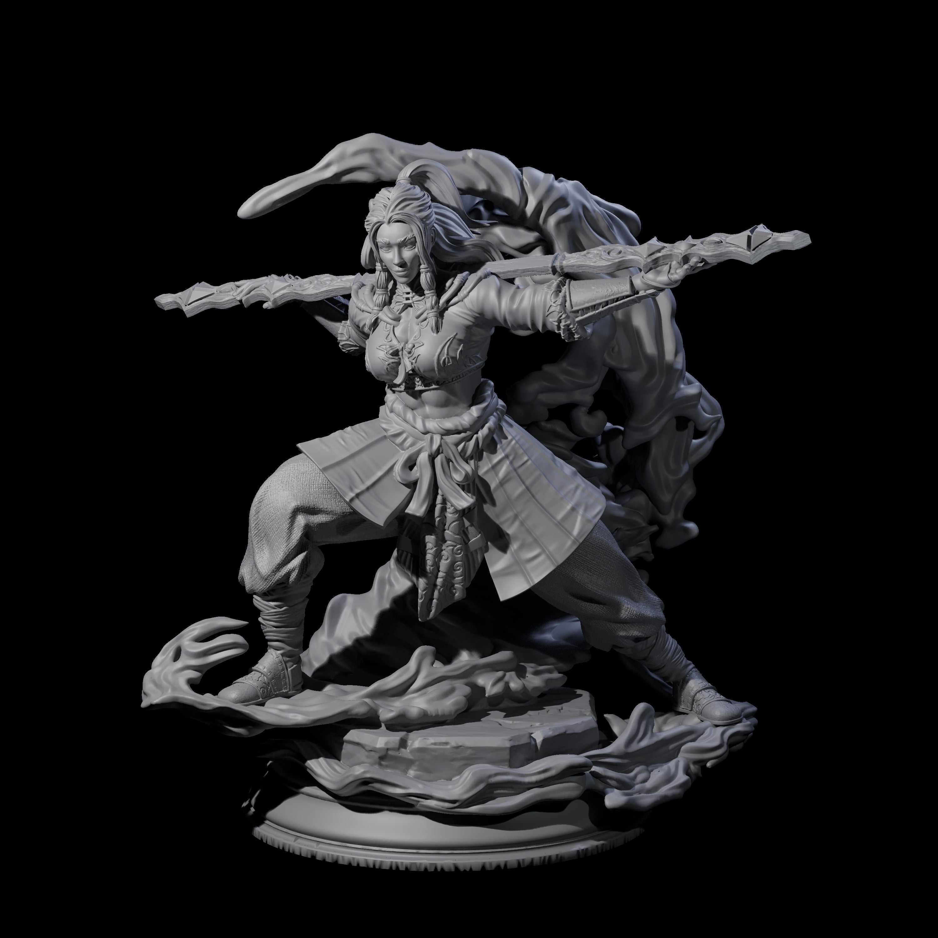 Crashing Water Elemental Monk Miniature for Dungeons and Dragons, Pathfinder or other TTRPGs