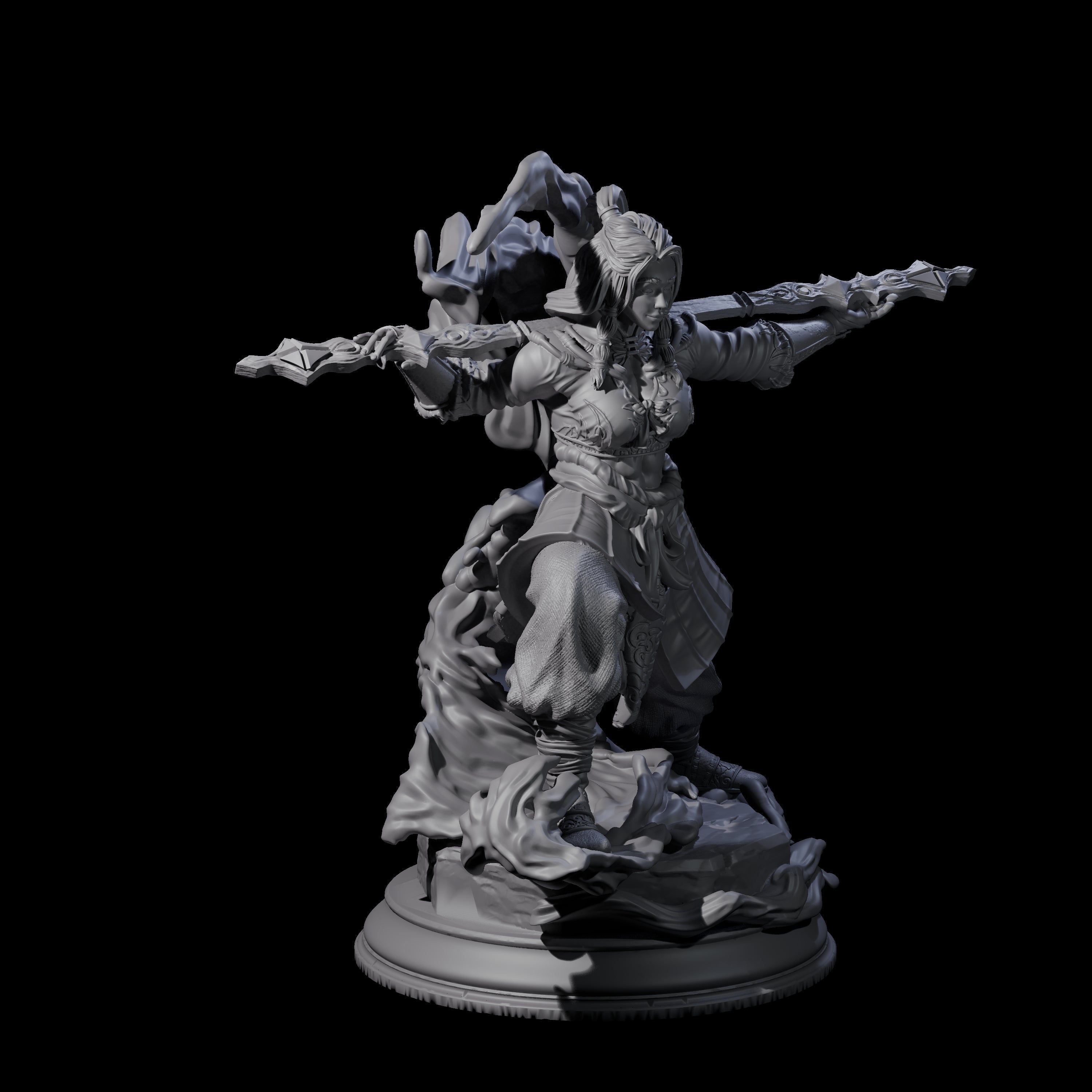 Crashing Water Elemental Monk Miniature for Dungeons and Dragons, Pathfinder or other TTRPGs