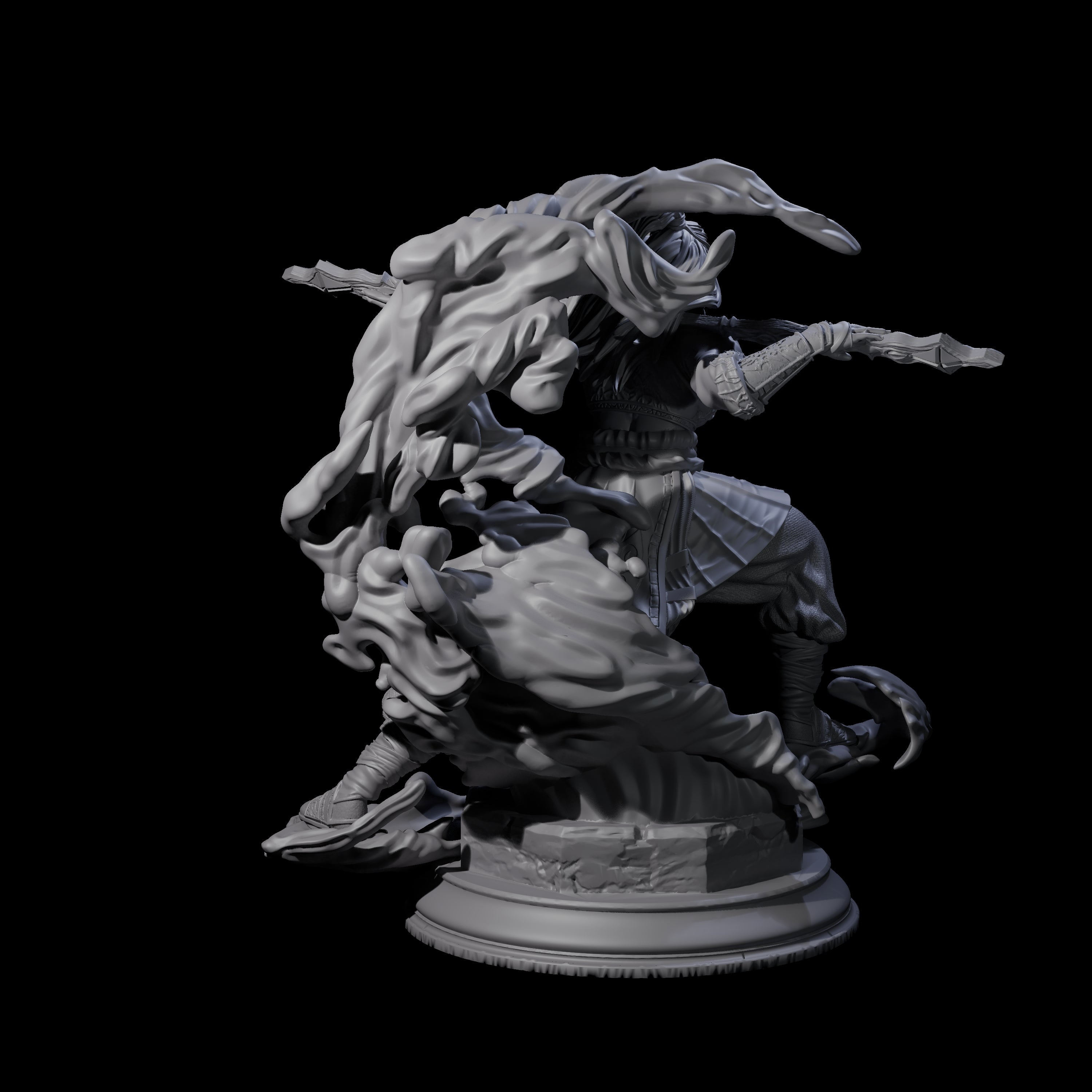 Crashing Water Elemental Monk Miniature for Dungeons and Dragons, Pathfinder or other TTRPGs