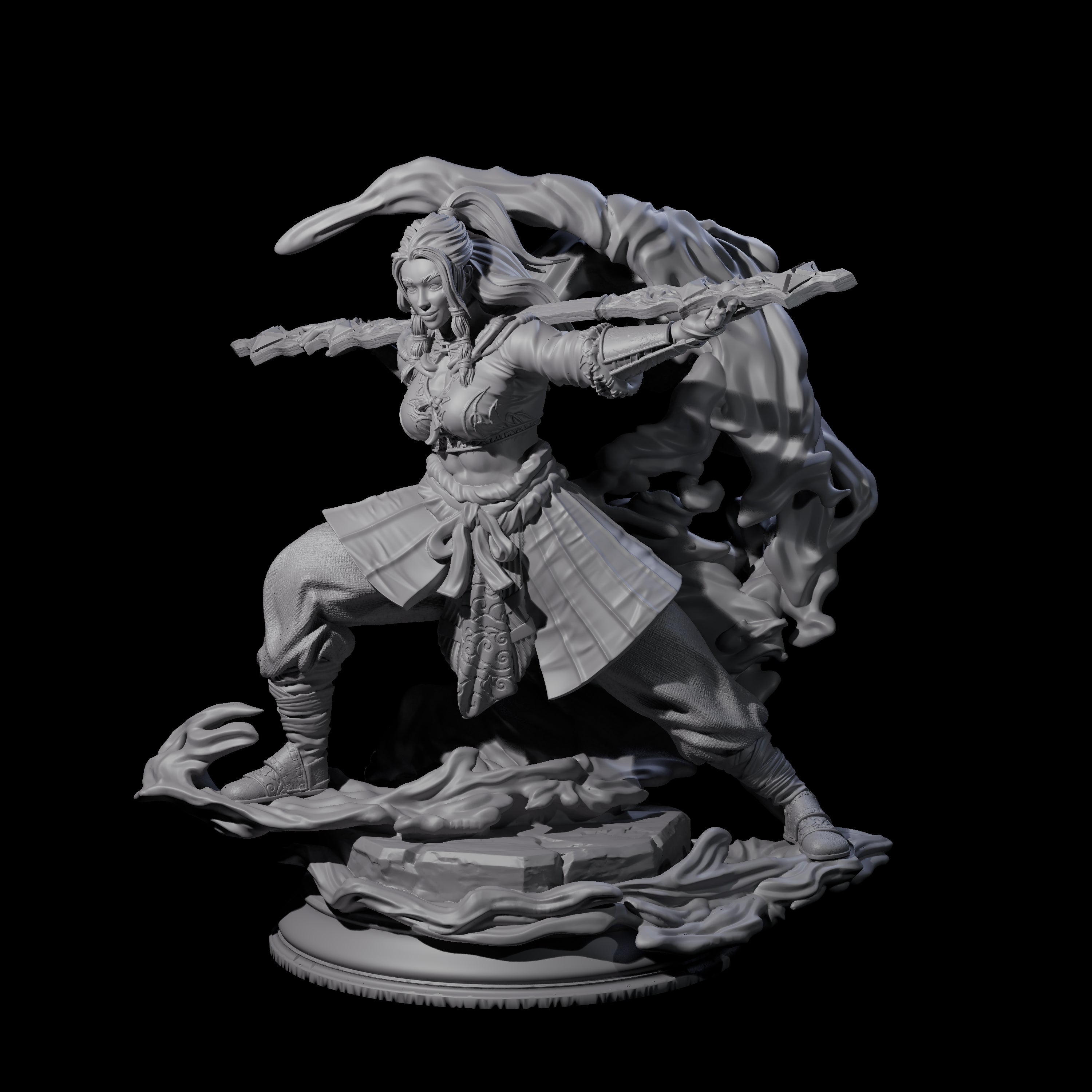 Crashing Water Elemental Monk Miniature for Dungeons and Dragons, Pathfinder or other TTRPGs