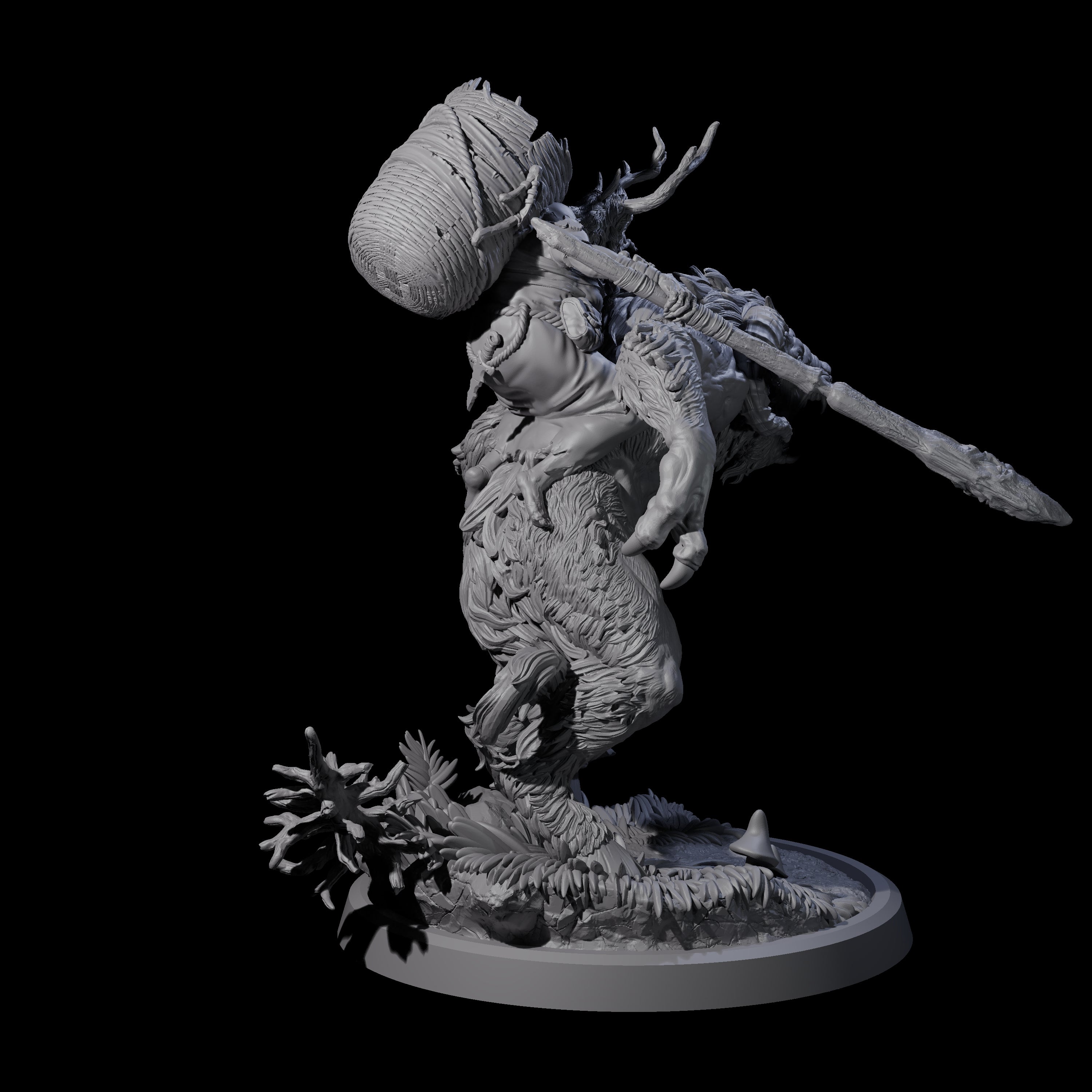 Crazed Forest Hag riding a Beast Miniature for Dungeons and Dragons, Pathfinder or other TTRPGs