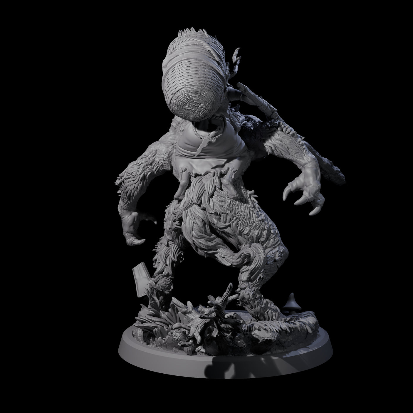 Crazed Forest Hag riding a Beast Miniature for Dungeons and Dragons, Pathfinder or other TTRPGs