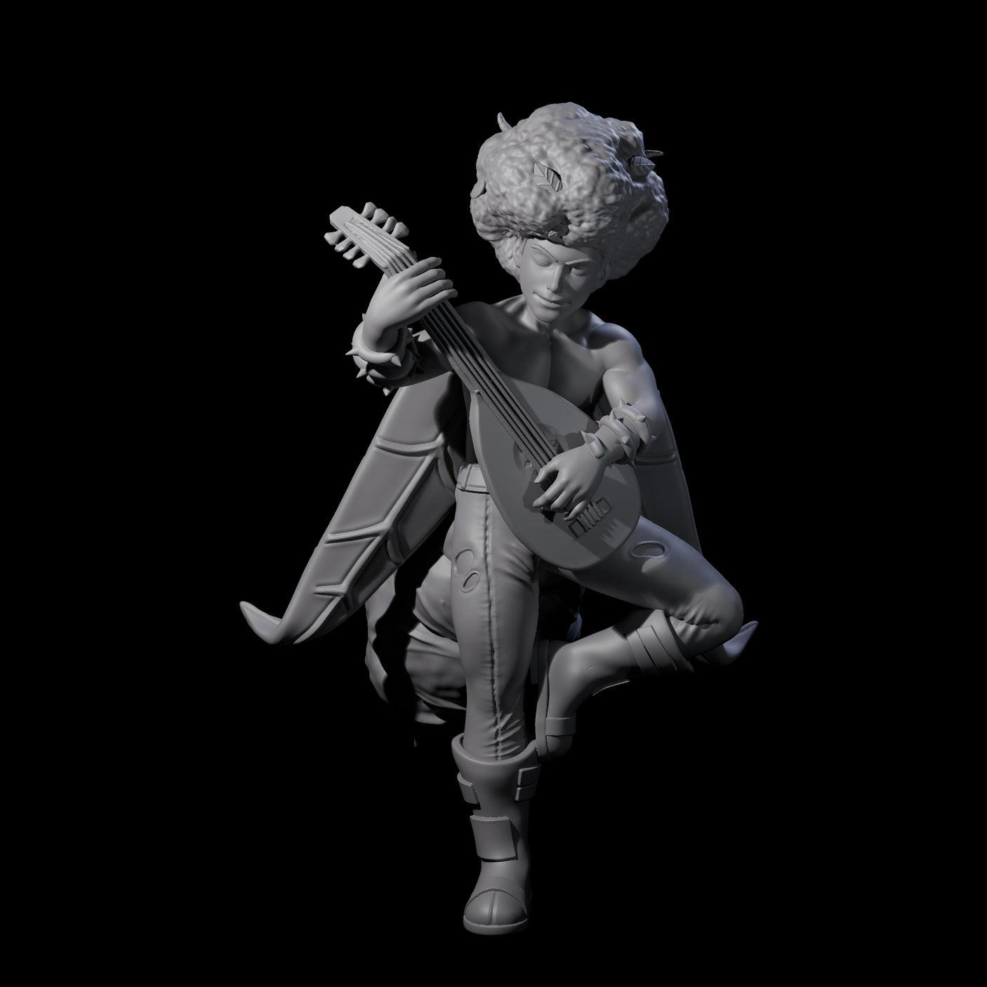 Crazy Hair Bard Miniature for Dungeons and Dragons, Pathfinder or other TTRPGs