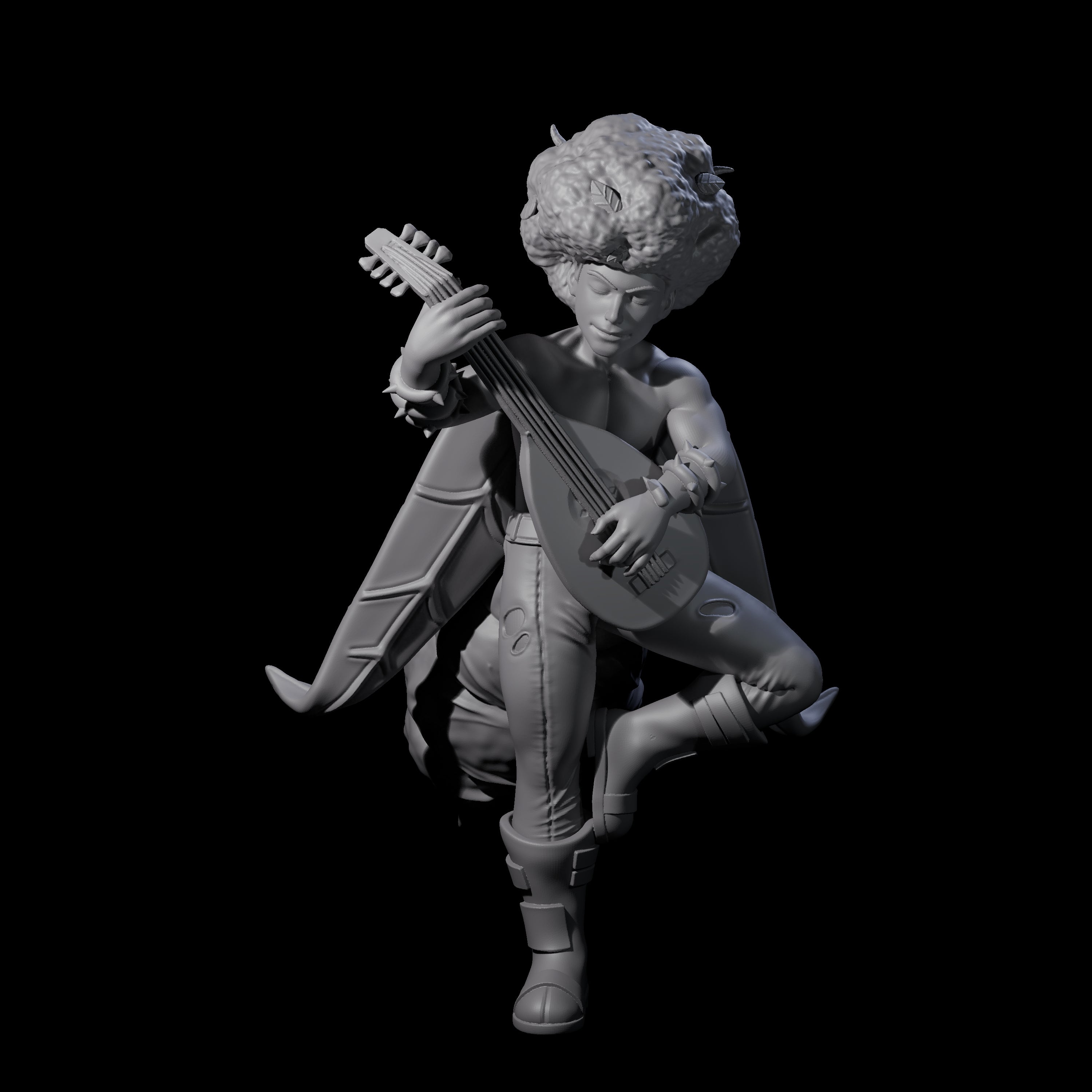 Crazy Hair Bard Miniature for Dungeons and Dragons, Pathfinder or other TTRPGs