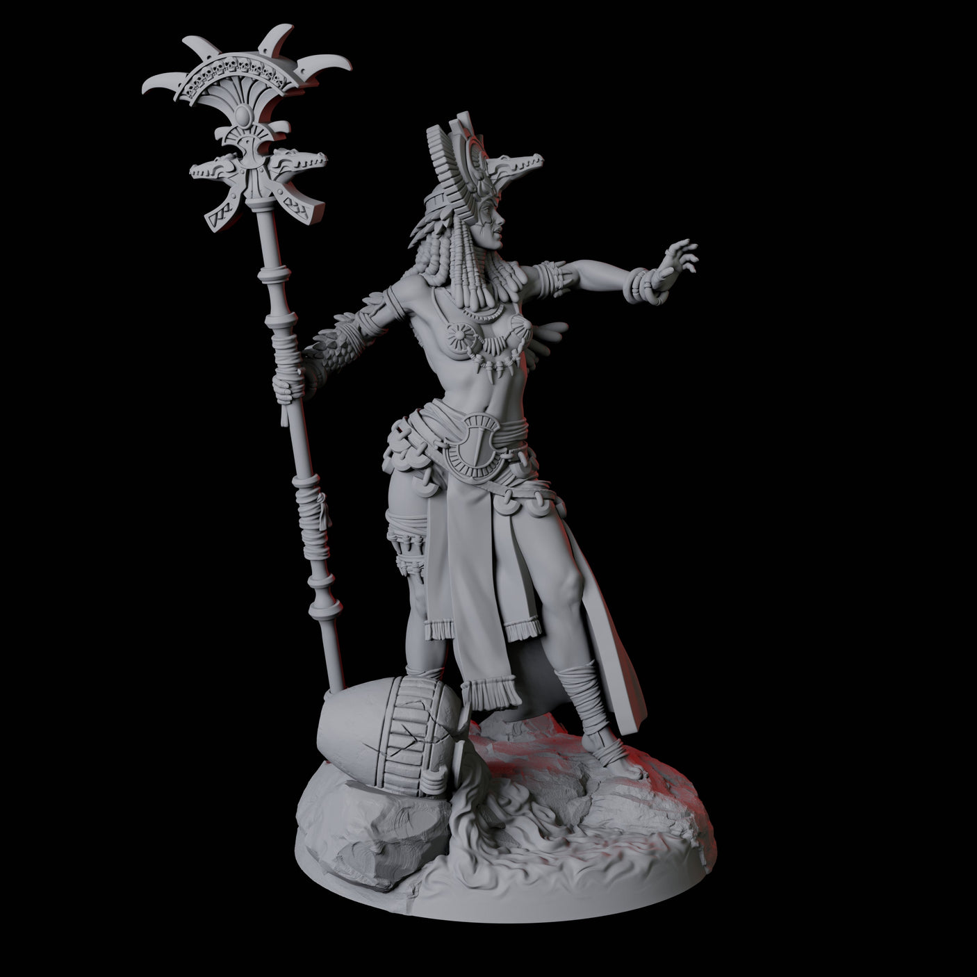 Crocodile Worshipping Priestess B Miniature for Dungeons and Dragons, Pathfinder or other TTRPGs