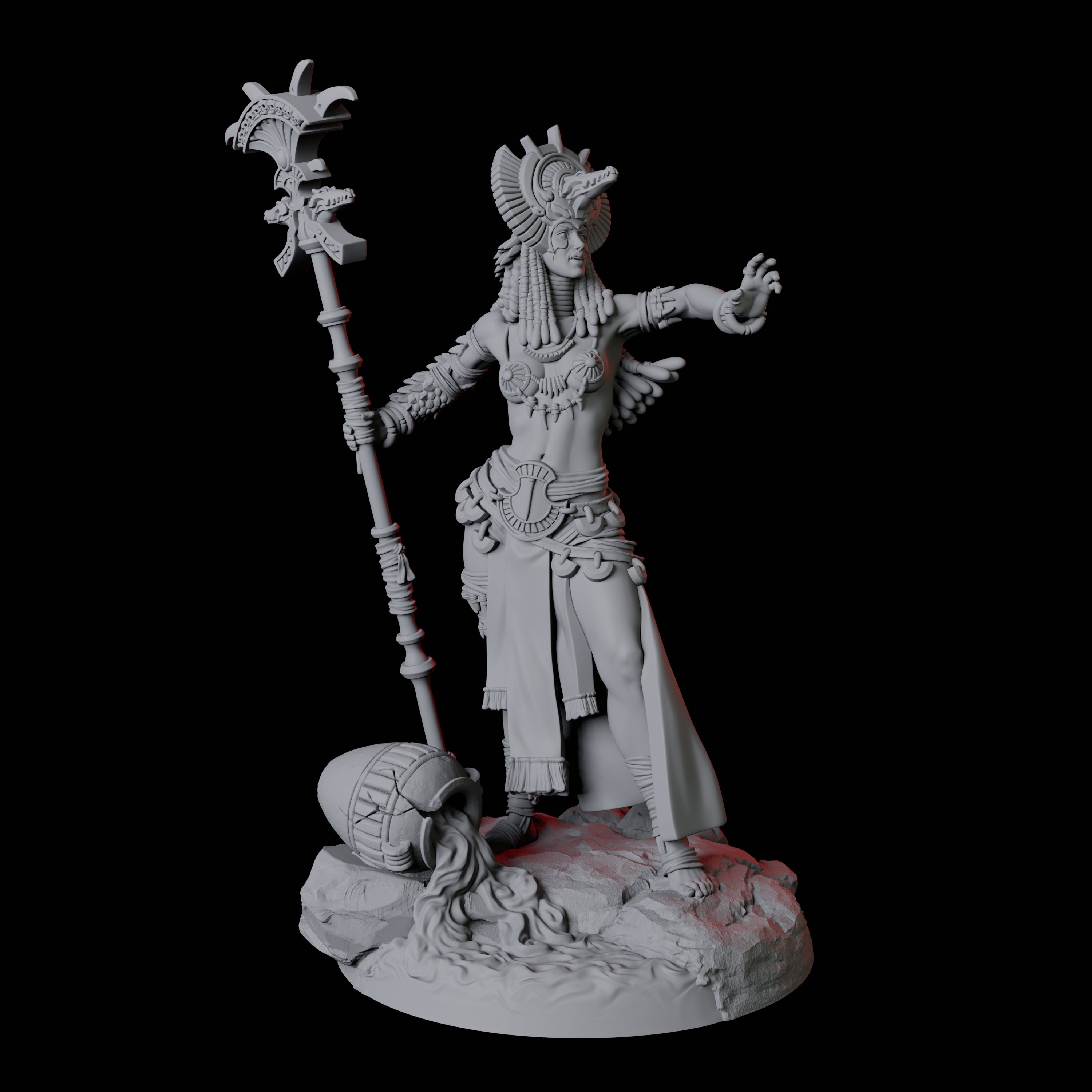Crocodile Worshipping Priestess B Miniature for Dungeons and Dragons, Pathfinder or other TTRPGs