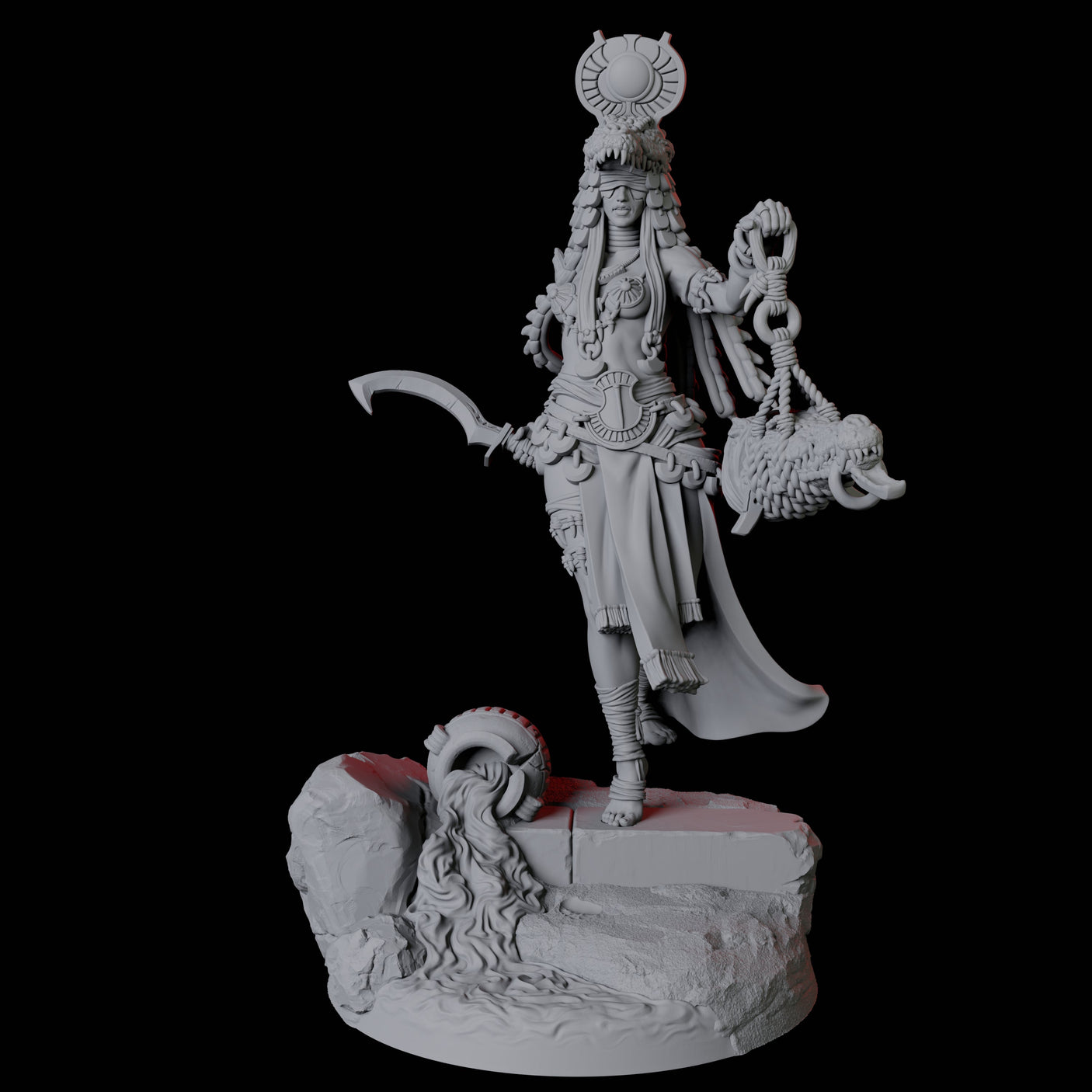 Crocodile Worshipping Priestess C Miniature for Dungeons and Dragons, Pathfinder or other TTRPGs