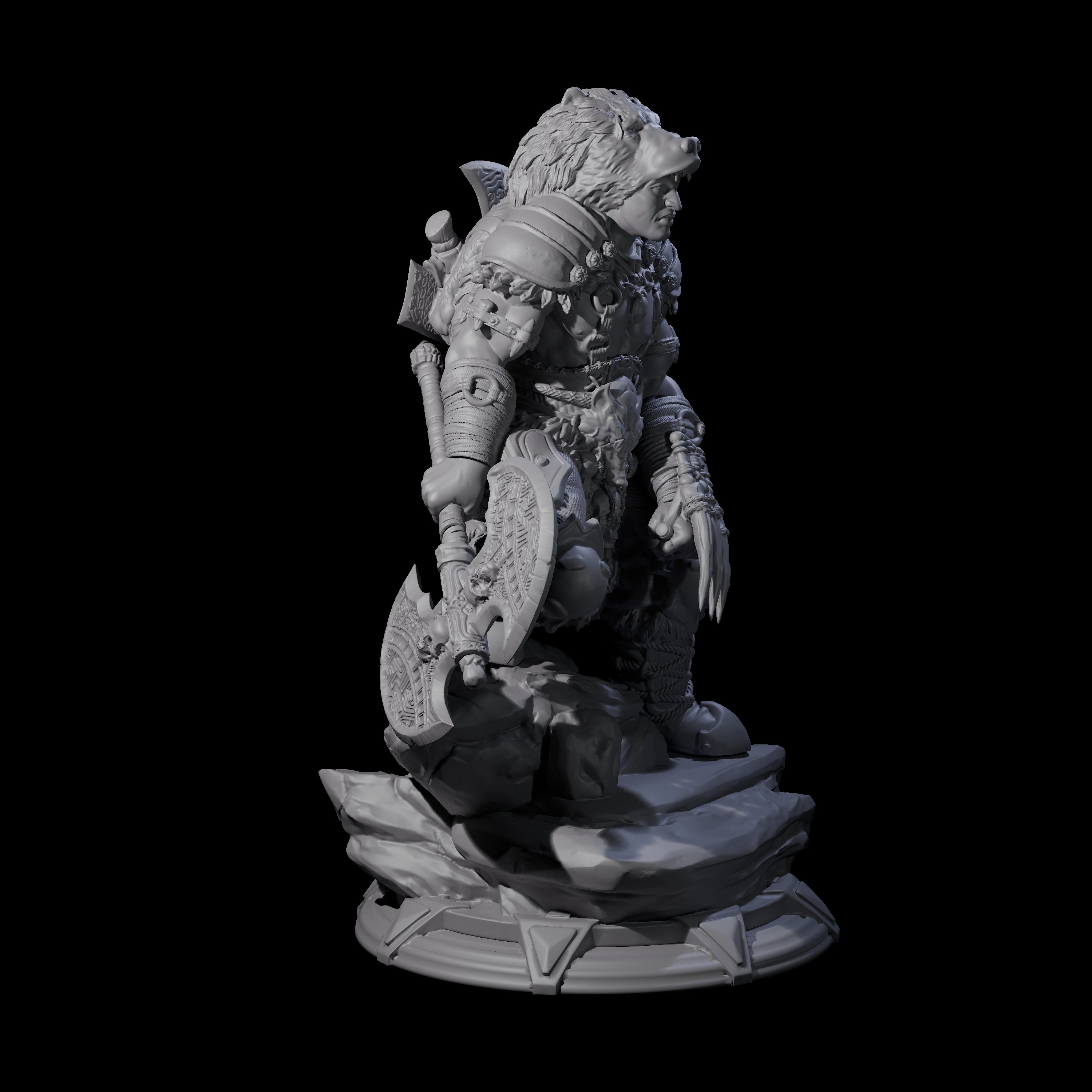 Crouching Barbarian Miniature for Dungeons and Dragons, Pathfinder or other TTRPGs