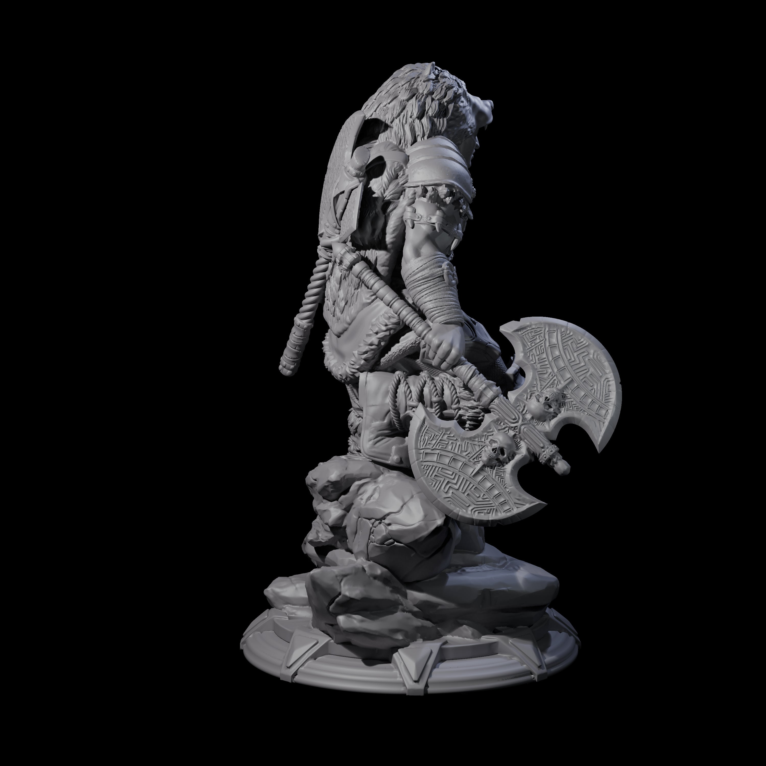 Crouching Barbarian Miniature for Dungeons and Dragons, Pathfinder or other TTRPGs