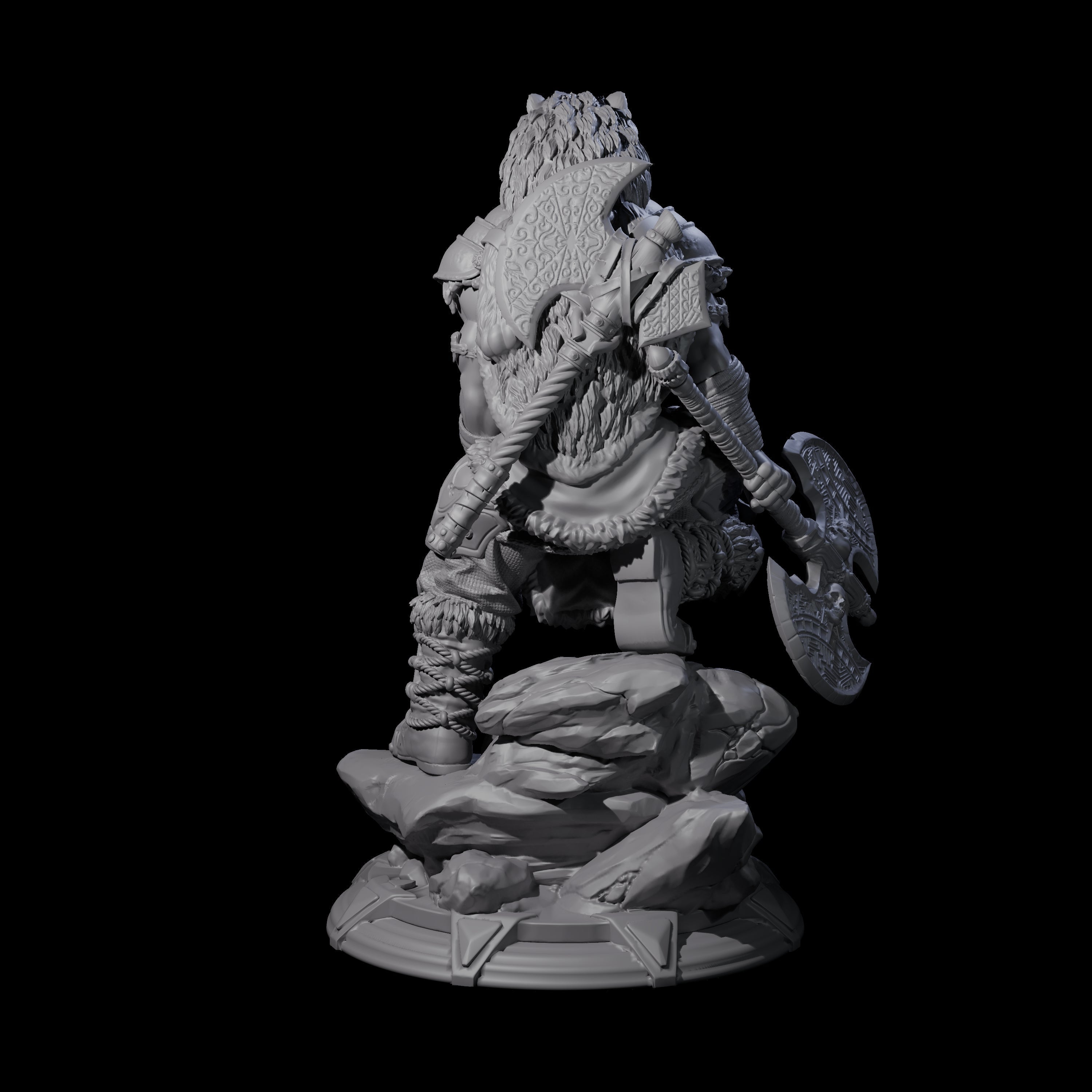 Crouching Barbarian Miniature for Dungeons and Dragons, Pathfinder or other TTRPGs