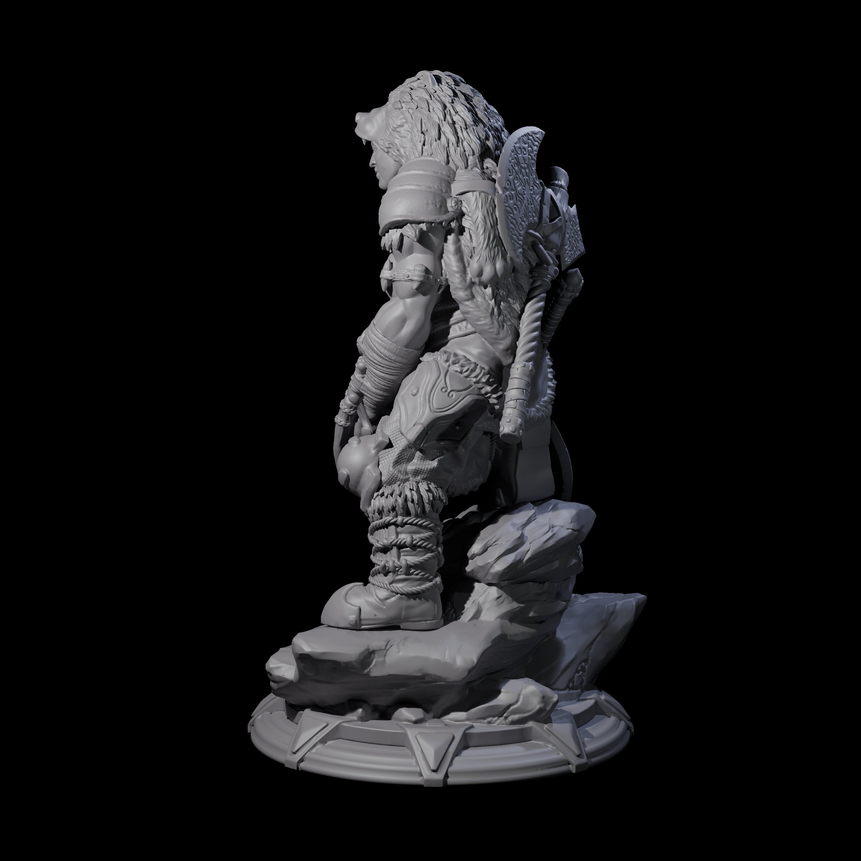 Crouching Barbarian Miniature for Dungeons and Dragons, Pathfinder or other TTRPGs