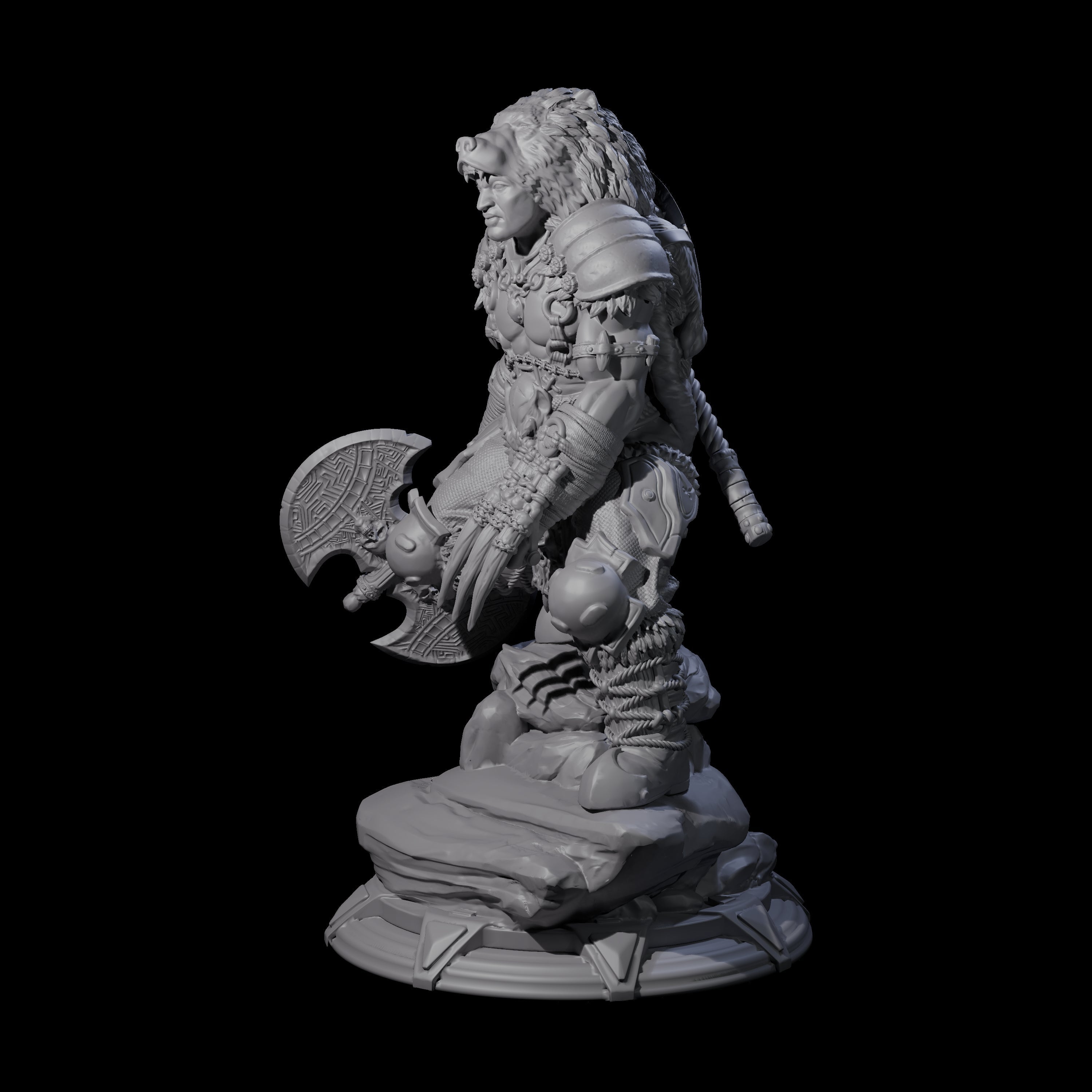 Crouching Barbarian Miniature for Dungeons and Dragons, Pathfinder or other TTRPGs