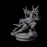 Crouching Dark Elf Master Druid Miniature for Dungeons and Dragons, Pathfinder or other TTRPGs