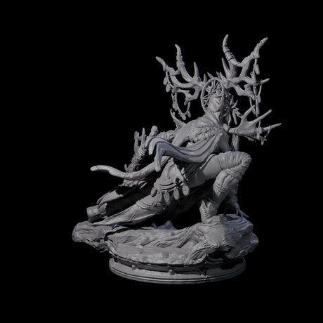 Crouching Dark Elf Master Druid Miniature for Dungeons and Dragons, Pathfinder or other TTRPGs