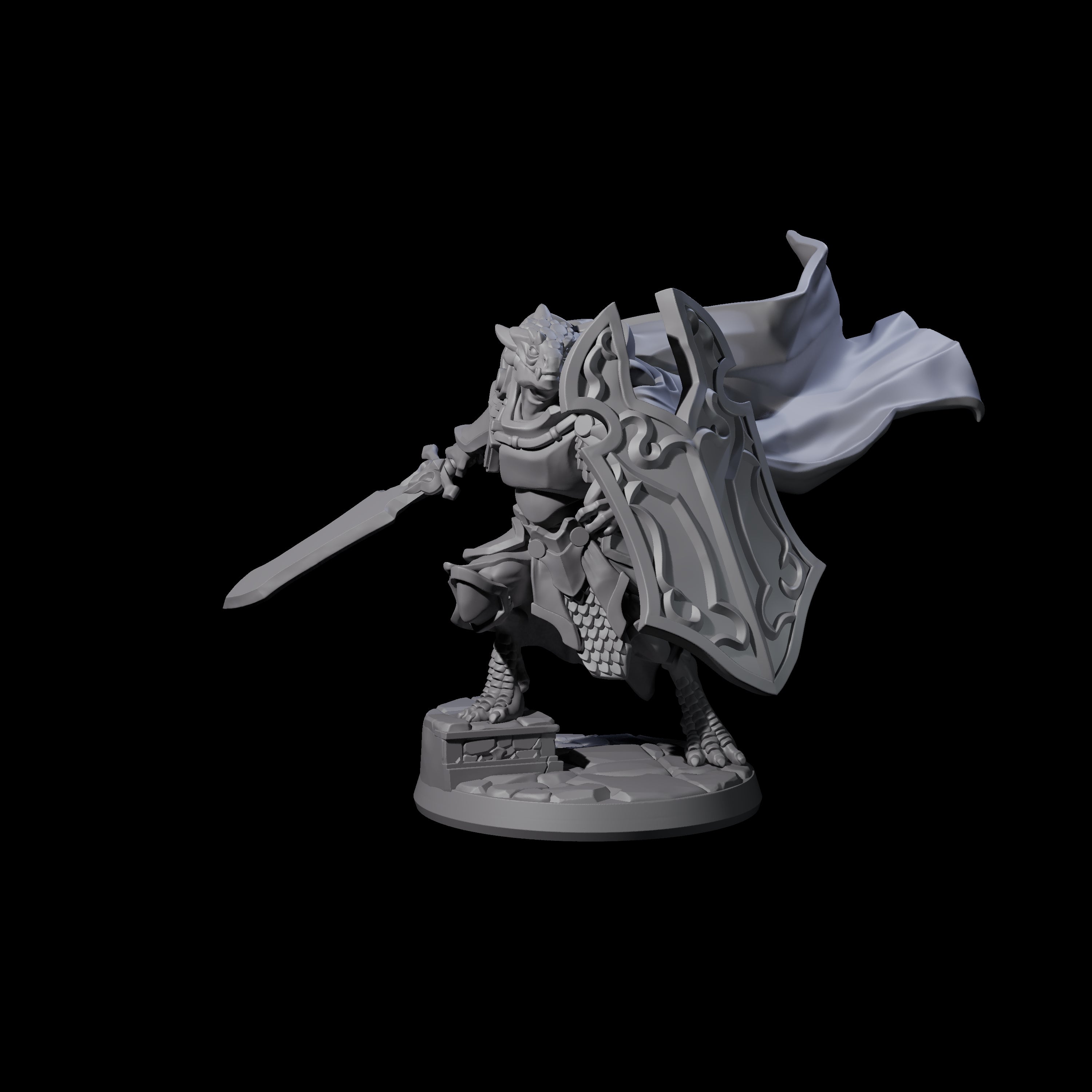 Crouching Dragonborn Paladin Miniature for Dungeons and Dragons, Pathfinder or other TTRPGs