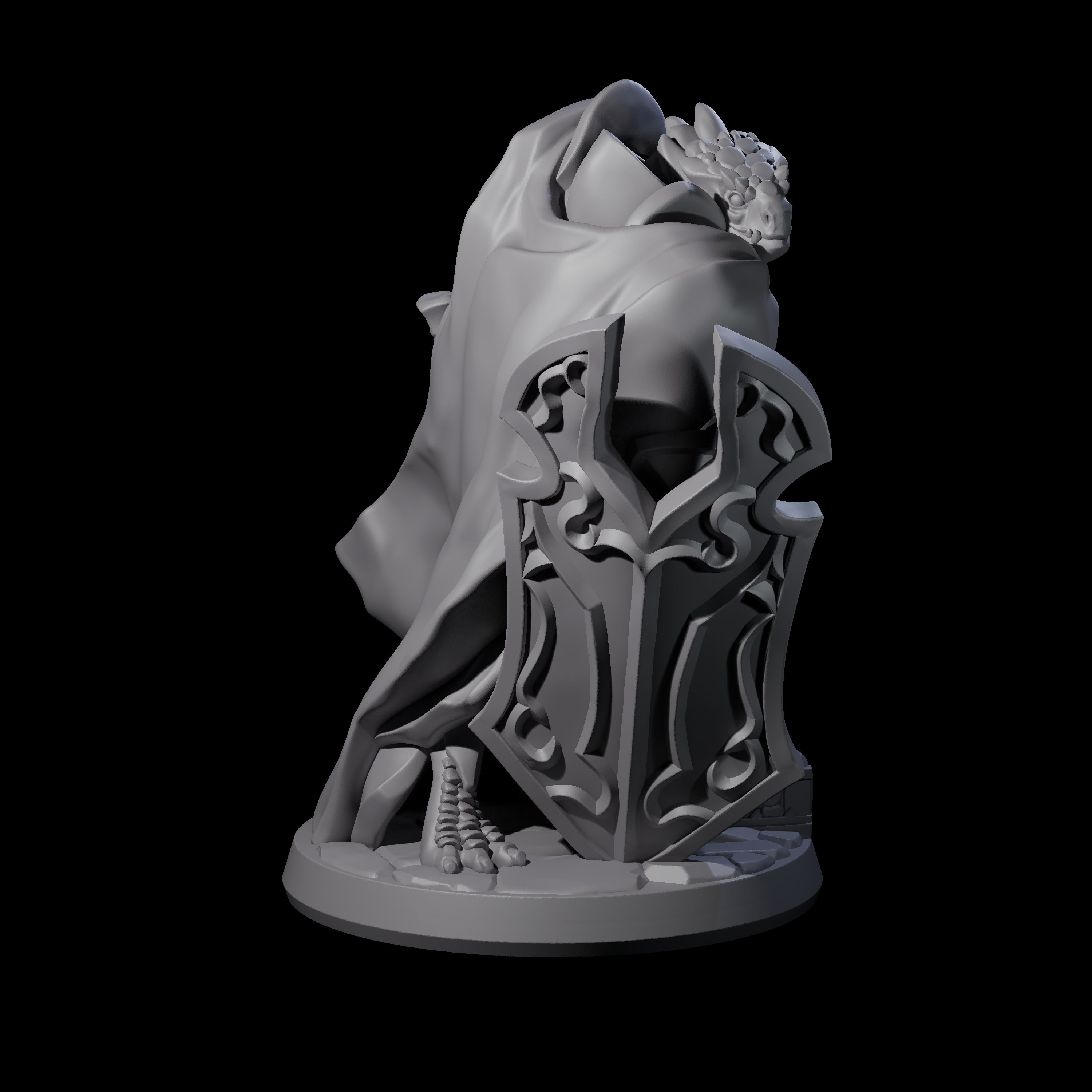 Crouching Dragonborn Paladin Miniature for Dungeons and Dragons, Pathfinder or other TTRPGs