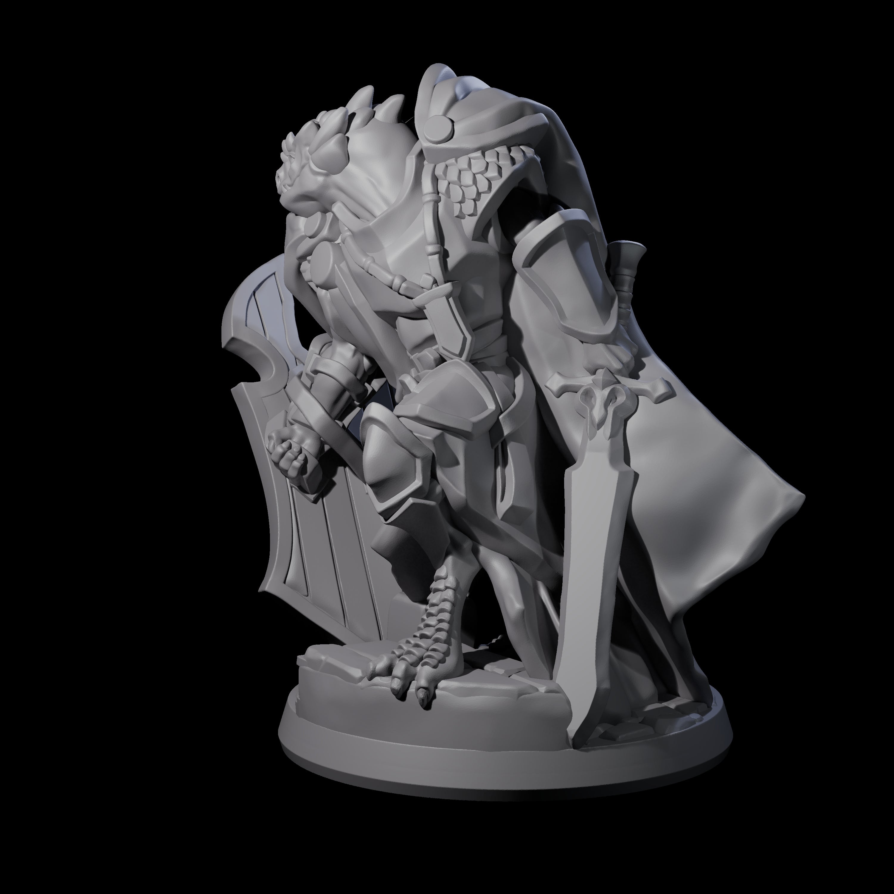 Crouching Dragonborn Paladin Miniature for Dungeons and Dragons, Pathfinder or other TTRPGs