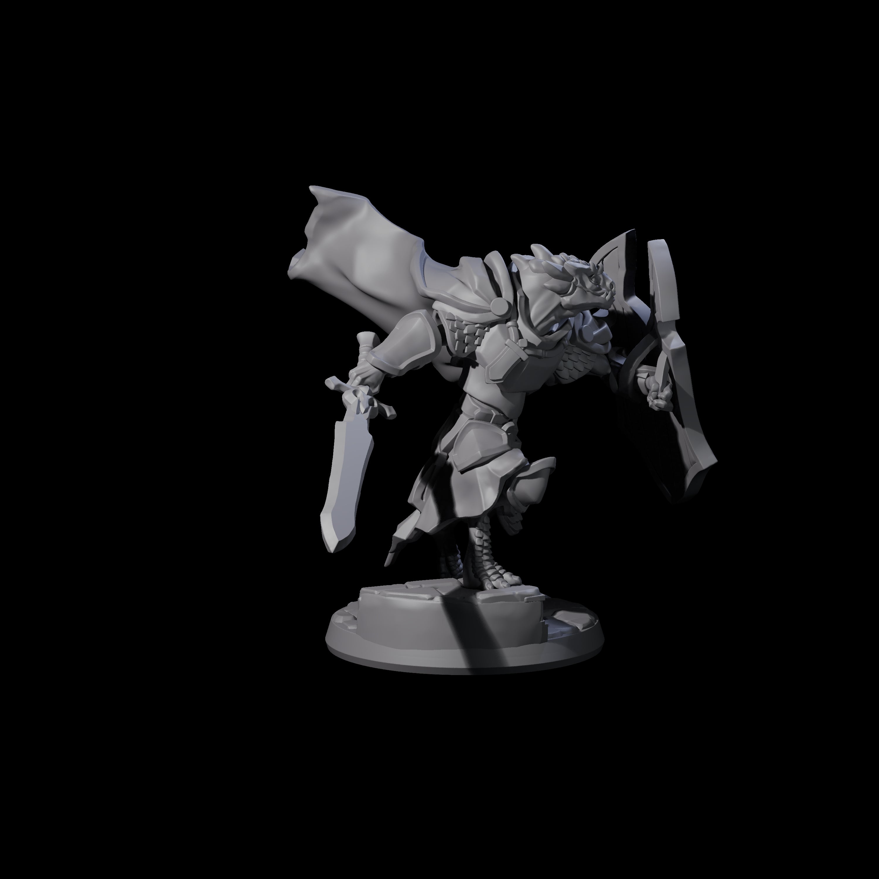 Crouching Dragonborn Paladin Miniature for Dungeons and Dragons, Pathfinder or other TTRPGs