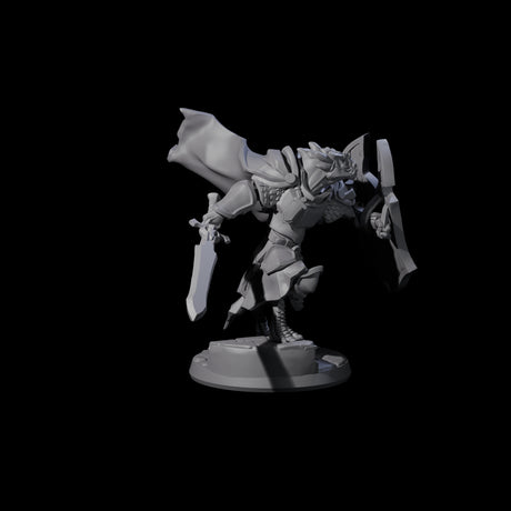 Crouching Dragonborn Paladin Miniature for Dungeons and Dragons, Pathfinder or other TTRPGs