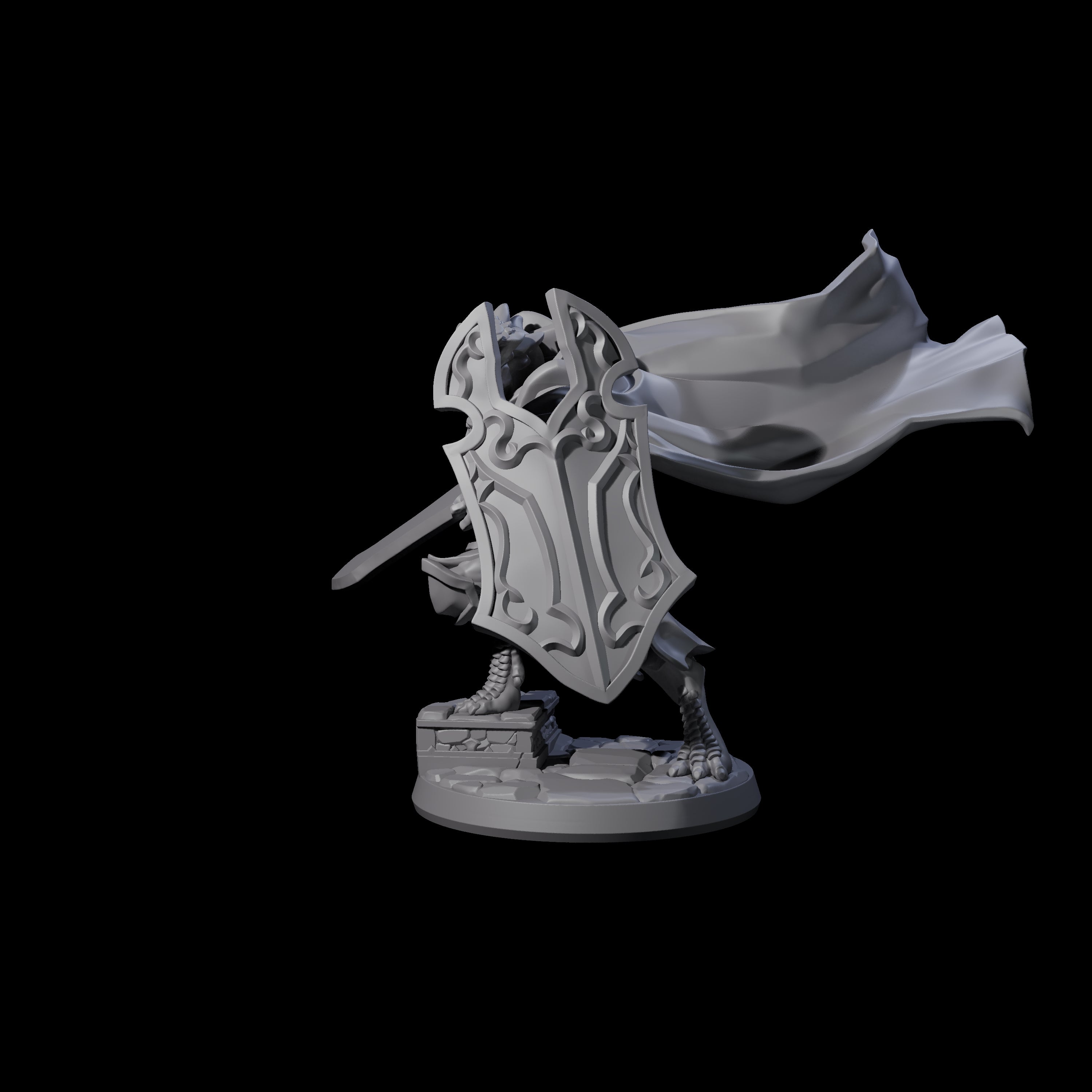 Crouching Dragonborn Paladin Miniature for Dungeons and Dragons, Pathfinder or other TTRPGs