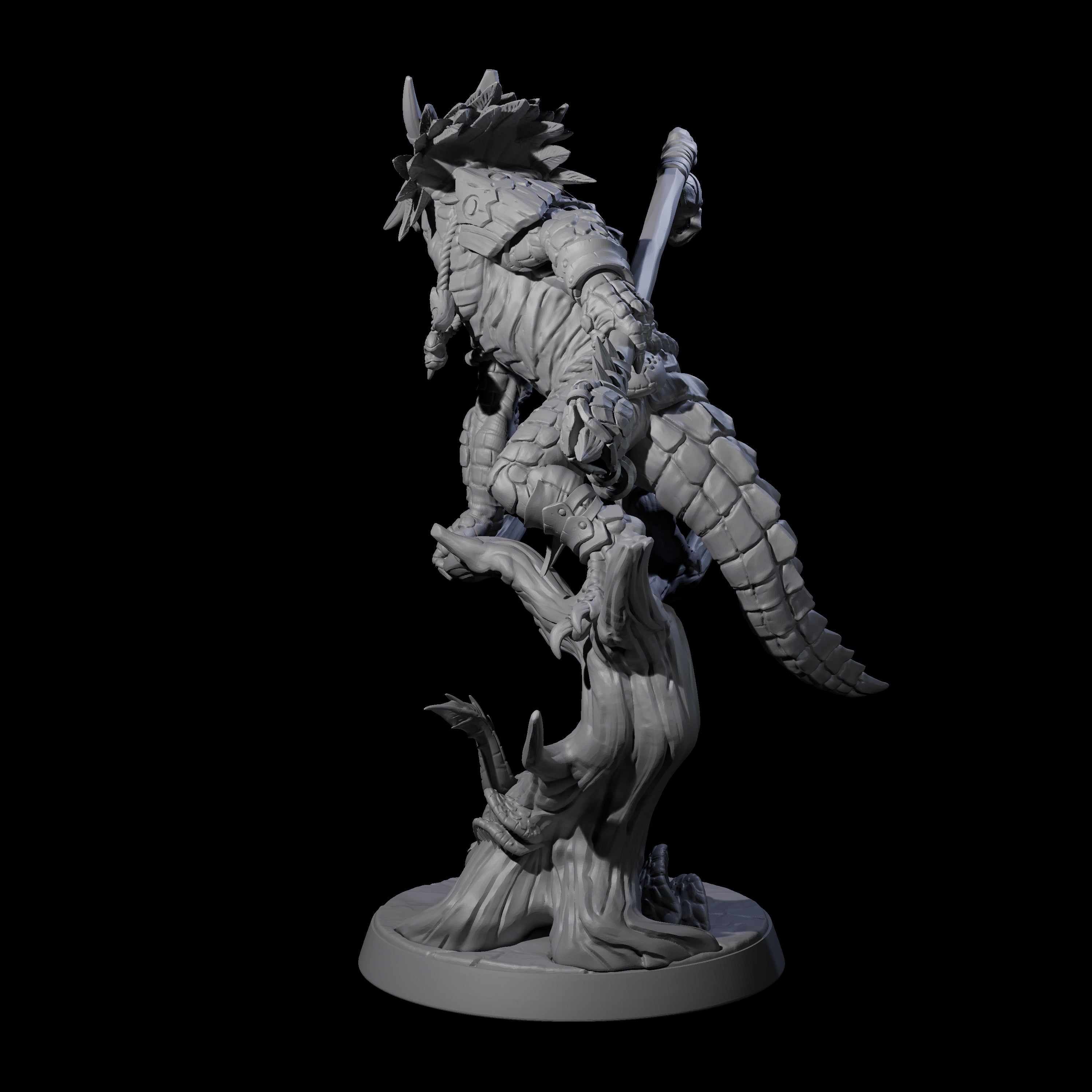 Crouching Lizardfolk Shaman Miniature for Dungeons and Dragons, Pathfinder or other TTRPGs