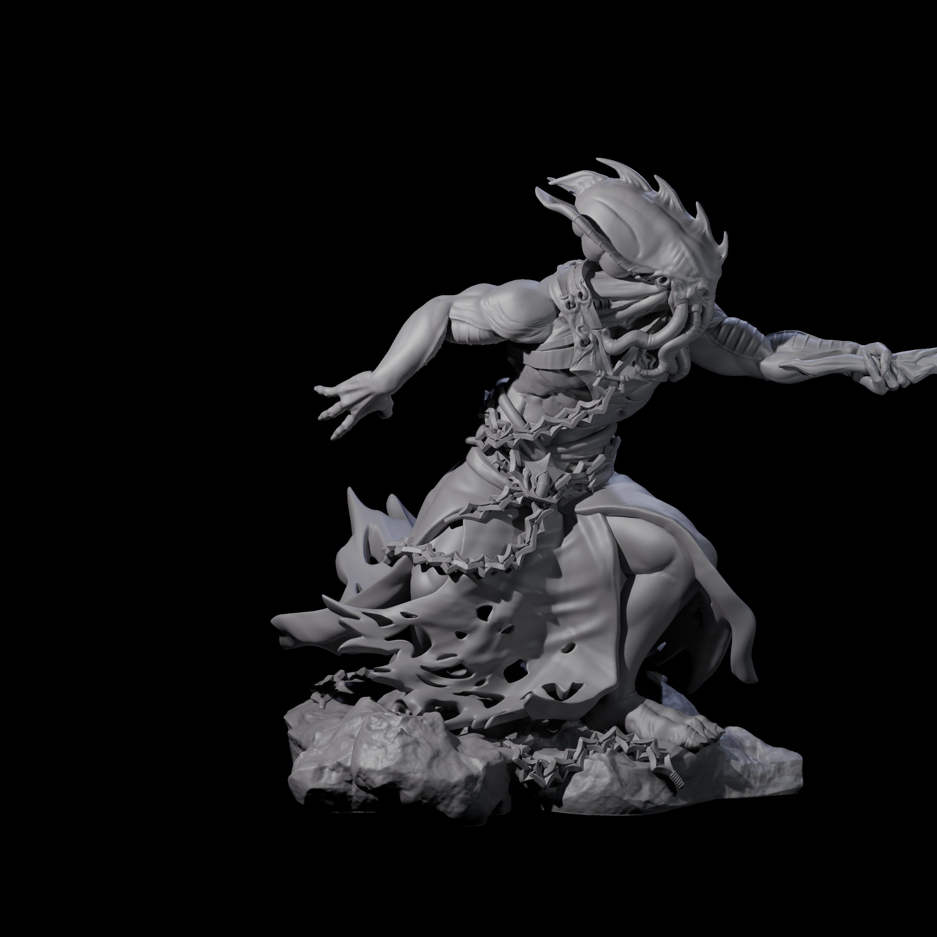 Crouching Mind Flayer Warrior A Miniature for Dungeons and Dragons, Pathfinder or other TTRPGs