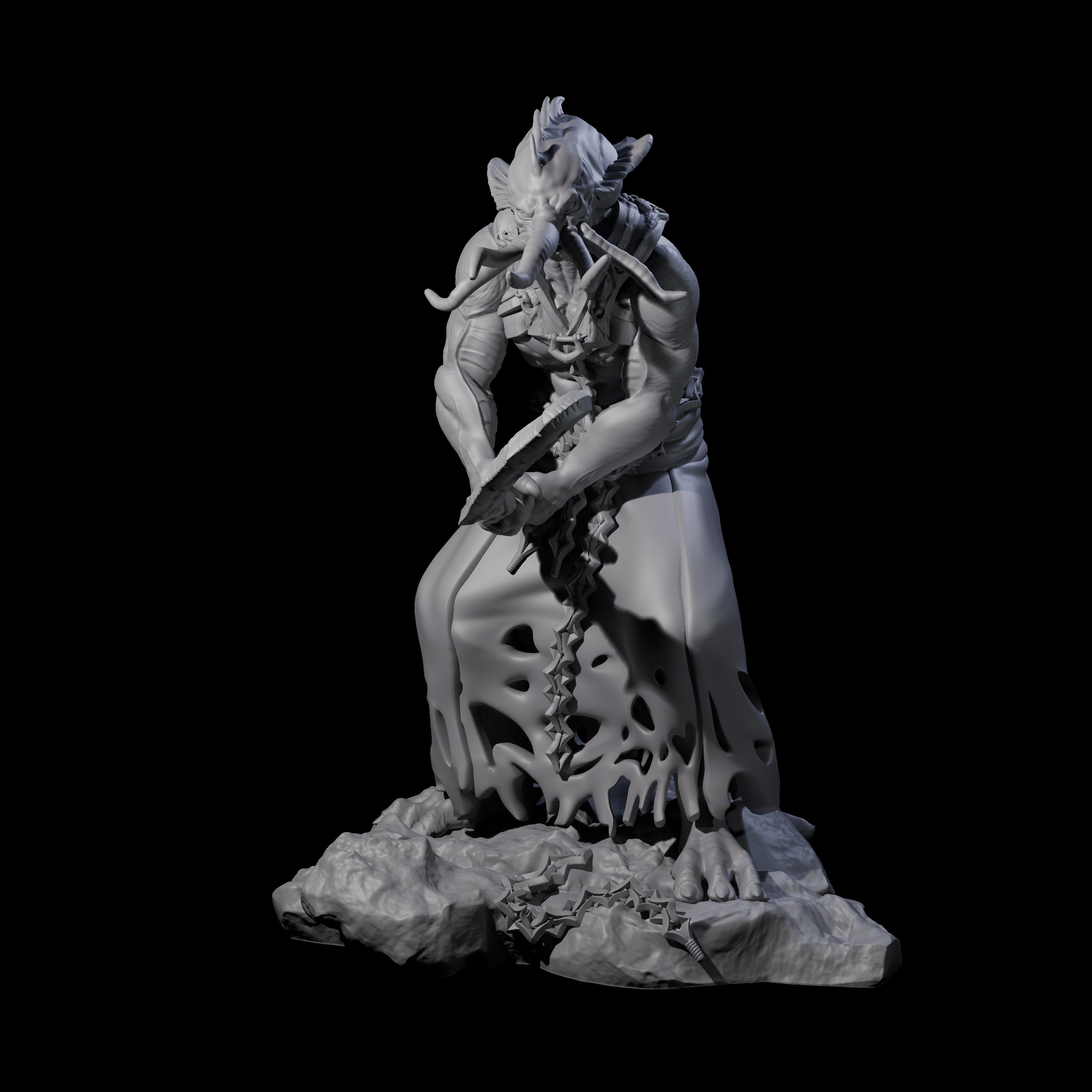 Crouching Mind Flayer Warrior B Miniature for Dungeons and Dragons, Pathfinder or other TTRPGs