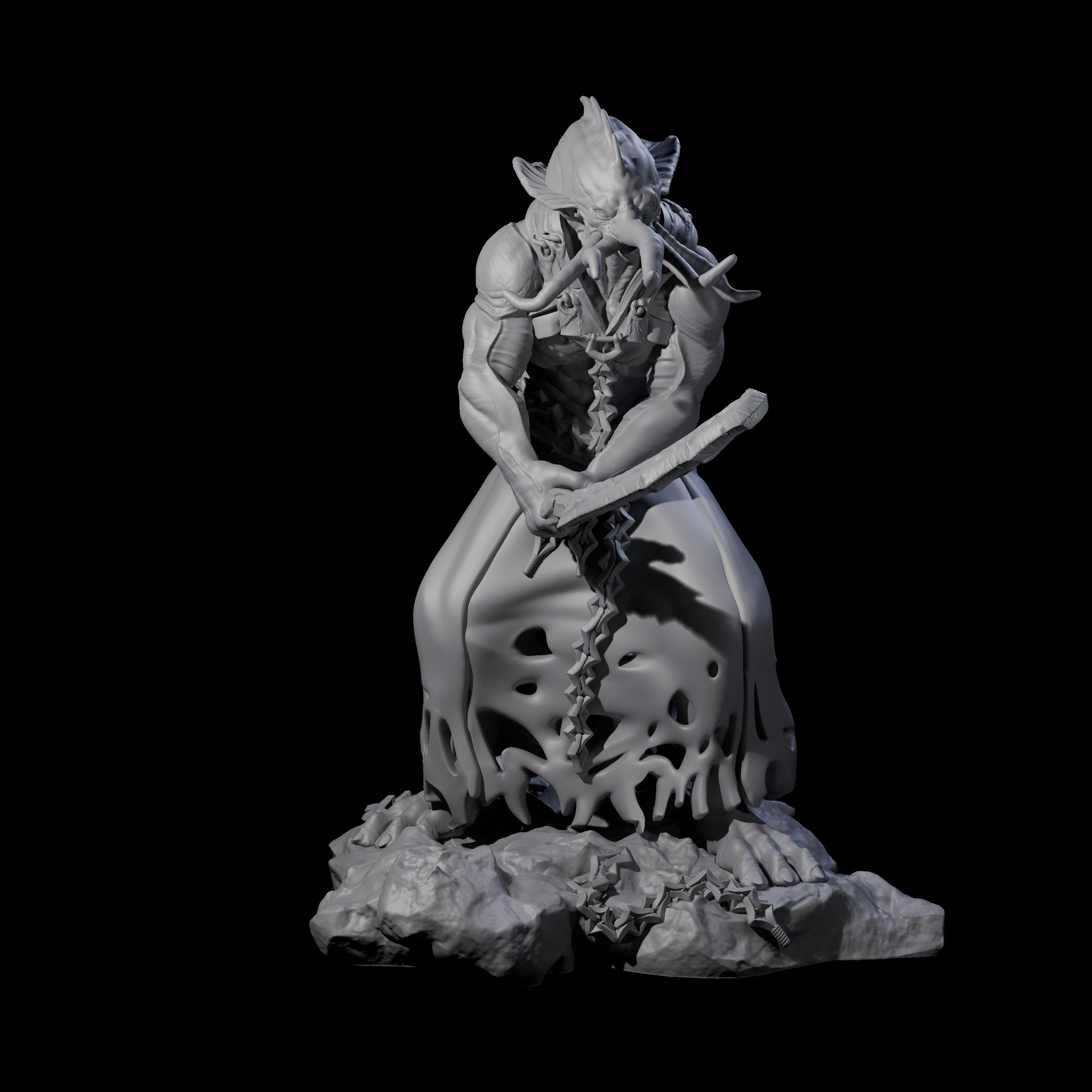 Crouching Mind Flayer Warrior B Miniature for Dungeons and Dragons, Pathfinder or other TTRPGs