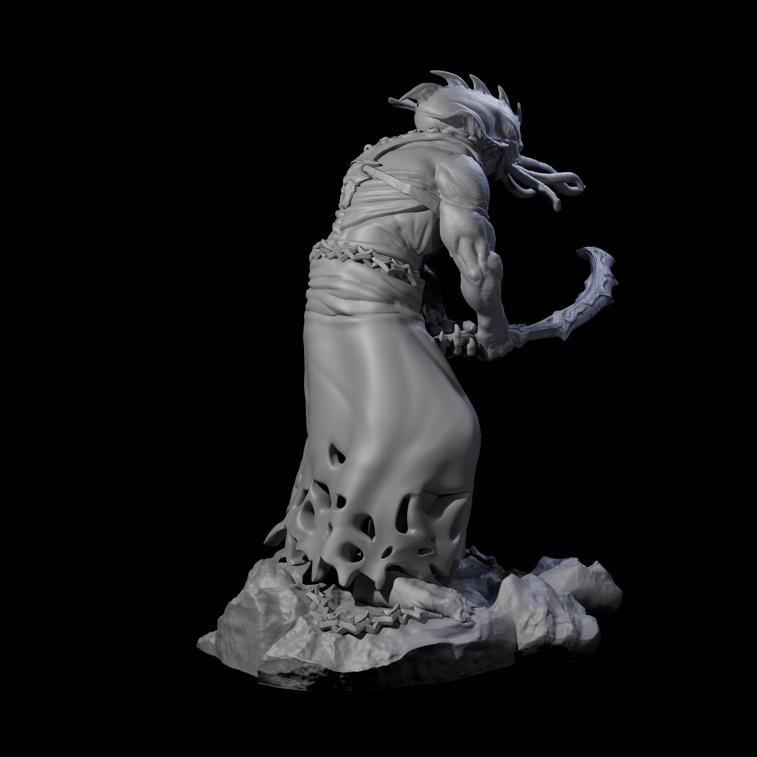 Crouching Mind Flayer Warrior B Miniature for Dungeons and Dragons, Pathfinder or other TTRPGs