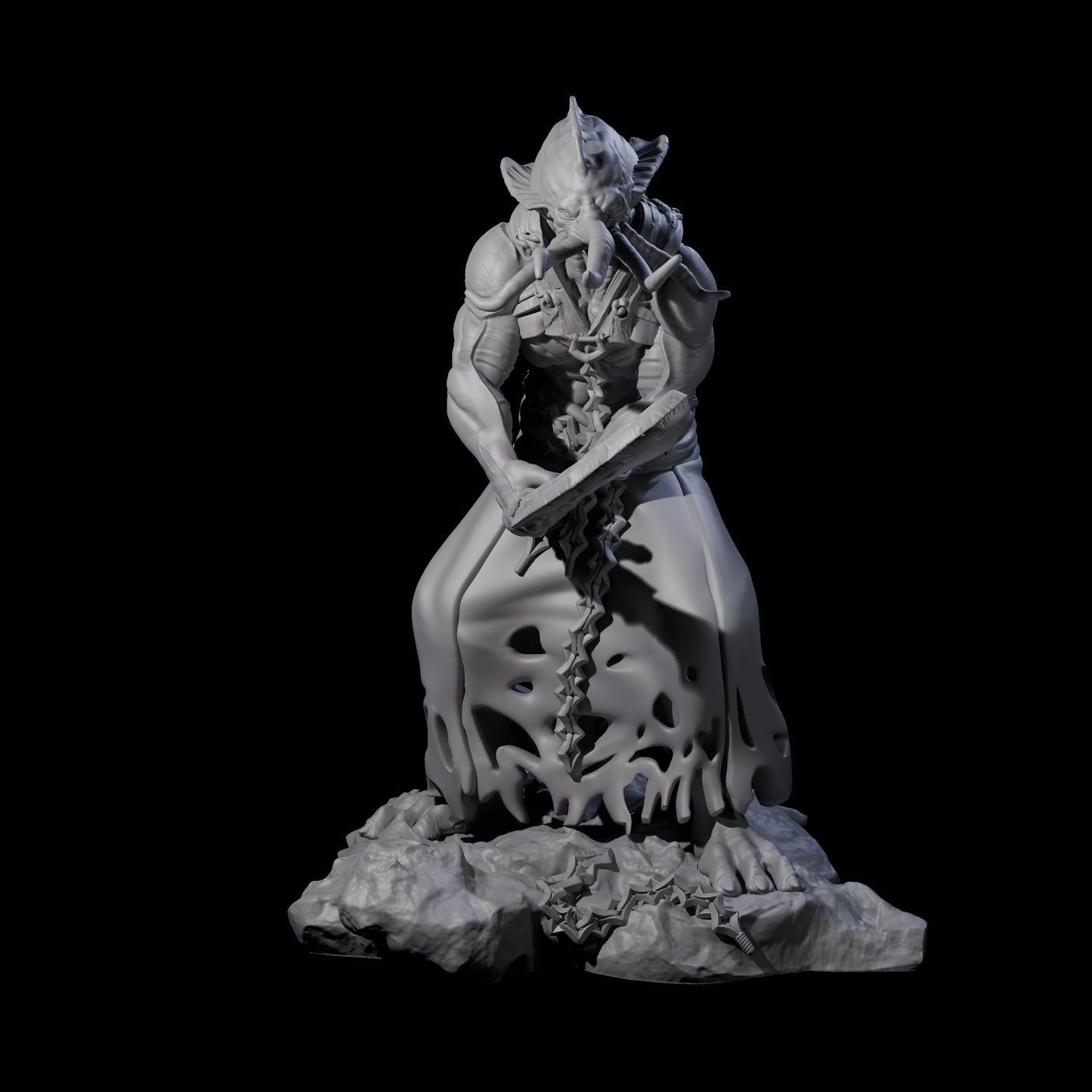 Crouching Mind Flayer Warrior B Miniature for Dungeons and Dragons, Pathfinder or other TTRPGs
