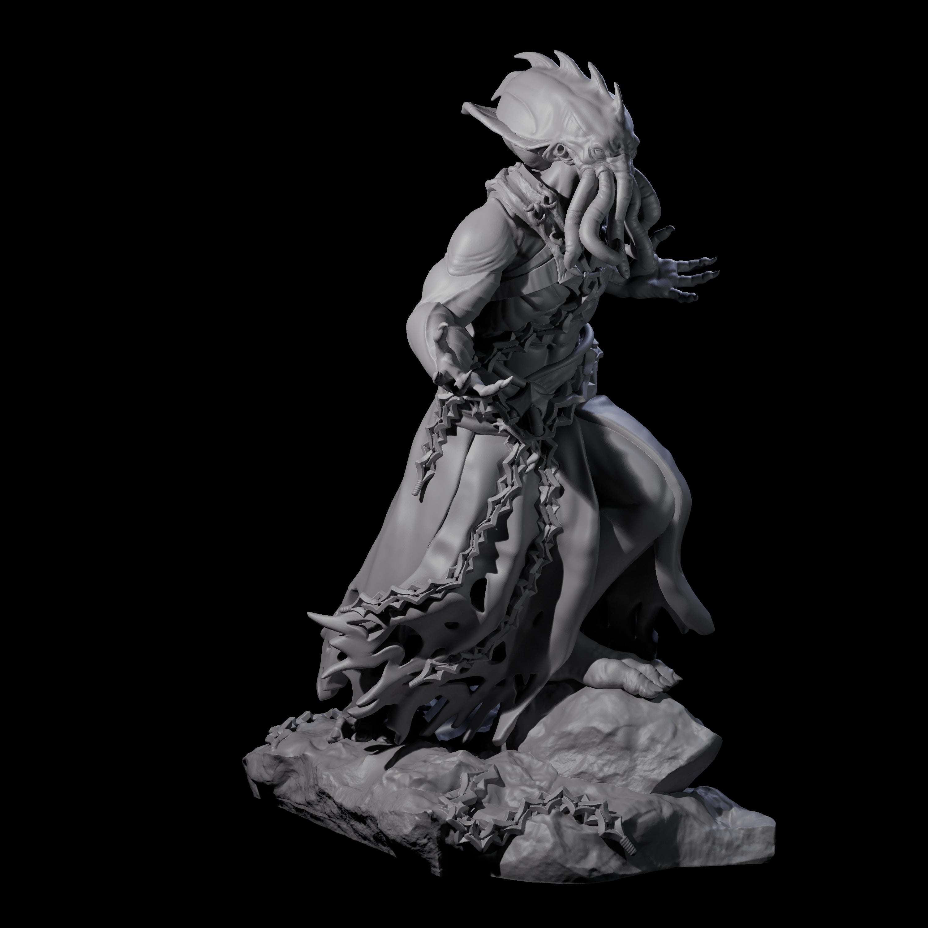 Crouching Mind Flayer Warrior C Miniature for Dungeons and Dragons, Pathfinder or other TTRPGs