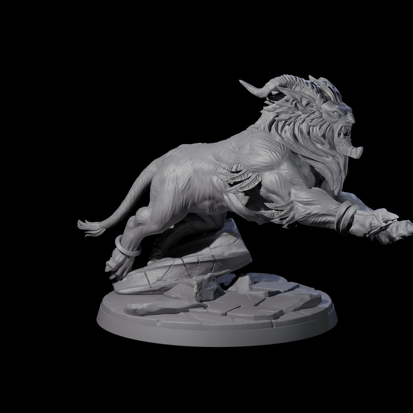Crouching Sphinx Spawn B Miniature for Dungeons and Dragons, Pathfinder or other TTRPGs