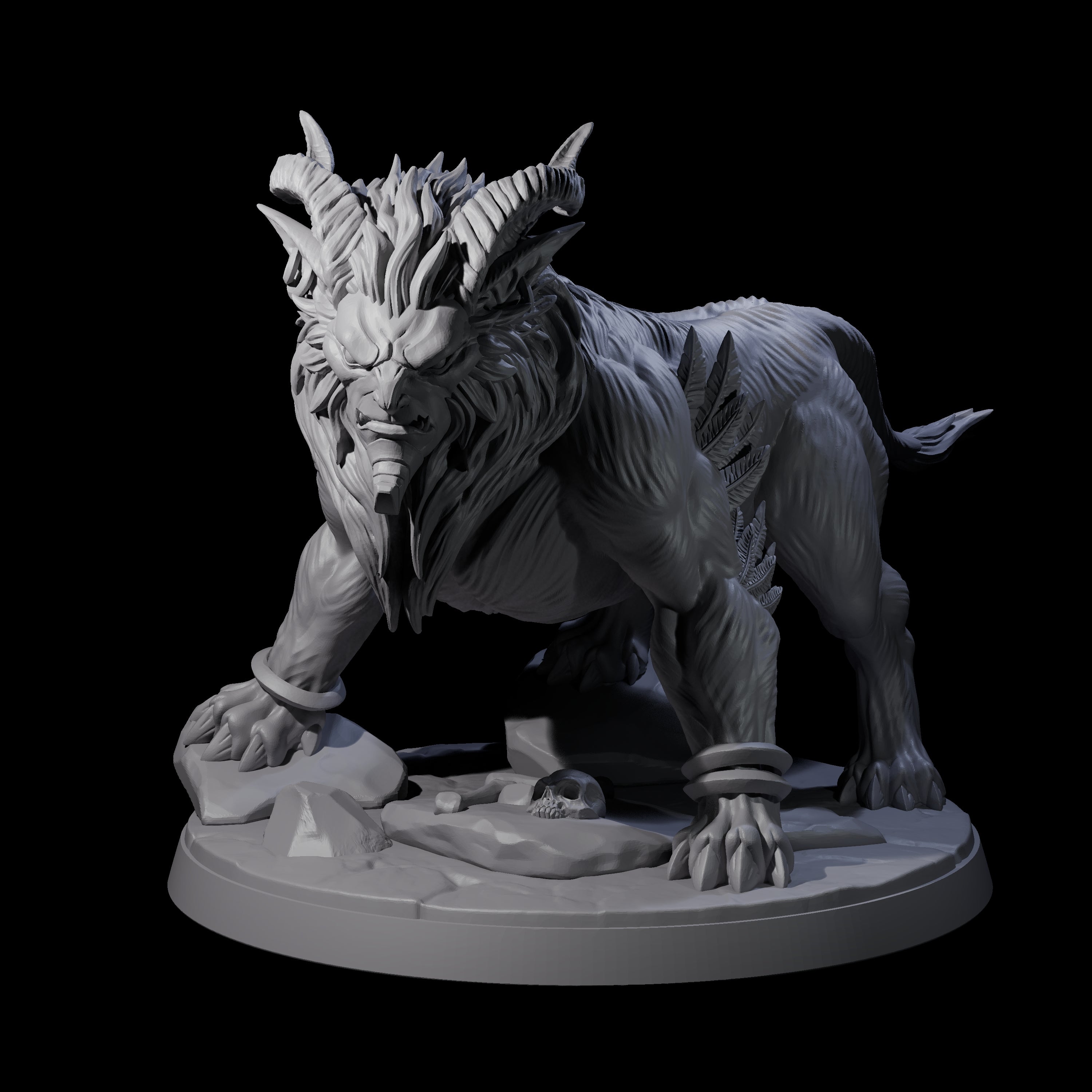 Crouching Sphinx Spawn C Miniature for Dungeons and Dragons, Pathfinder or other TTRPGs