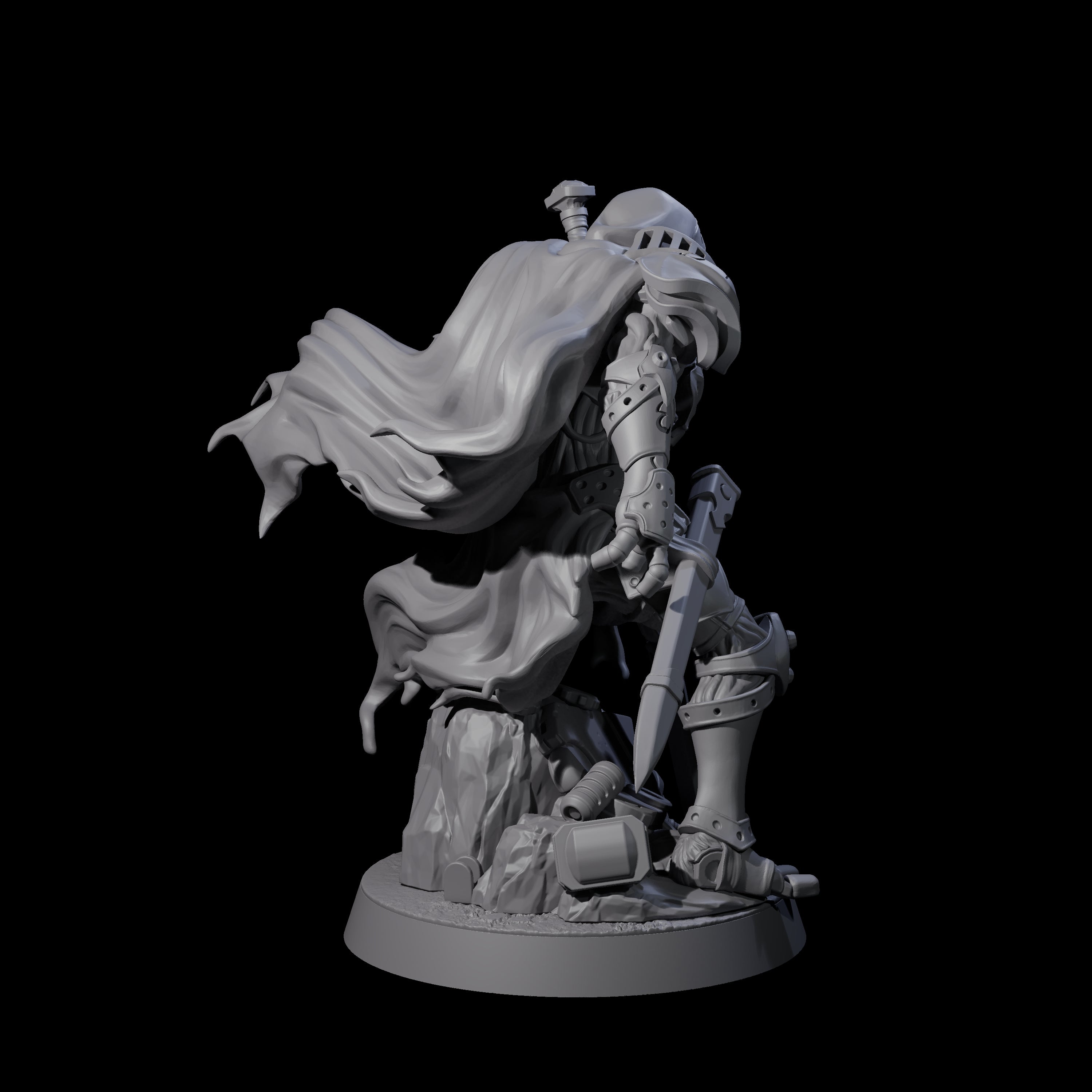 Crouching Warforged Paladin Miniature for Dungeons and Dragons, Pathfinder or other TTRPGs