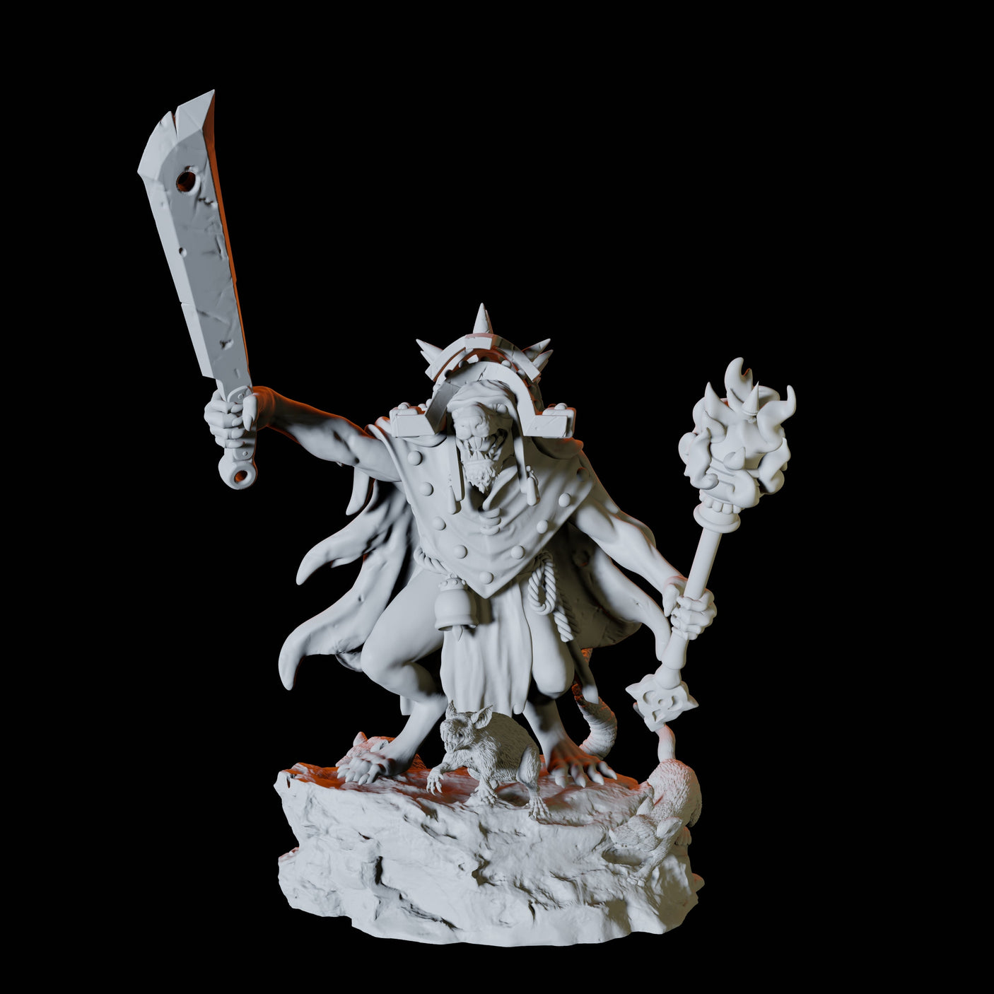 Crusader Ratfolk D Miniature for Dungeons and Dragons, Pathfinder or other TTRPGs