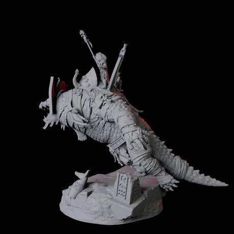 Cultist Riding Giant Crocodile A Miniature for Dungeons and Dragons, Pathfinder or other TTRPGs