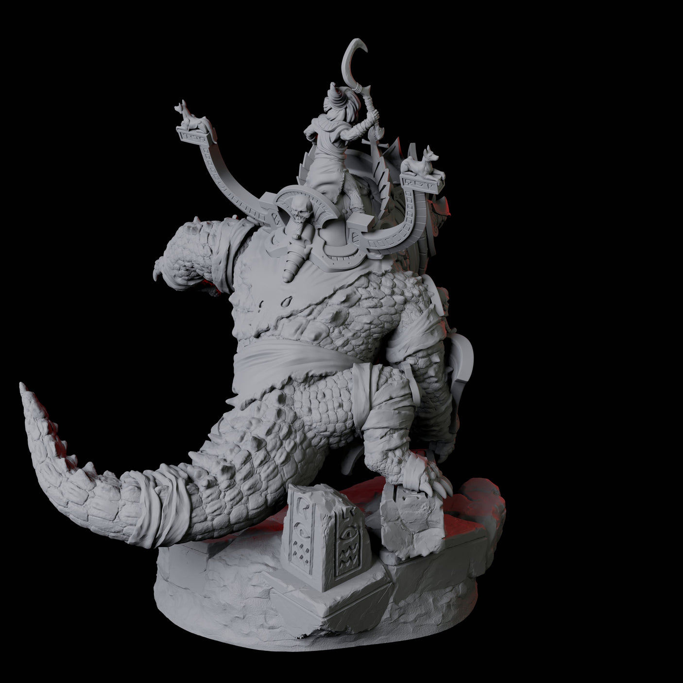 Cultist Riding Giant Crocodile B Miniature for Dungeons and Dragons, Pathfinder or other TTRPGs