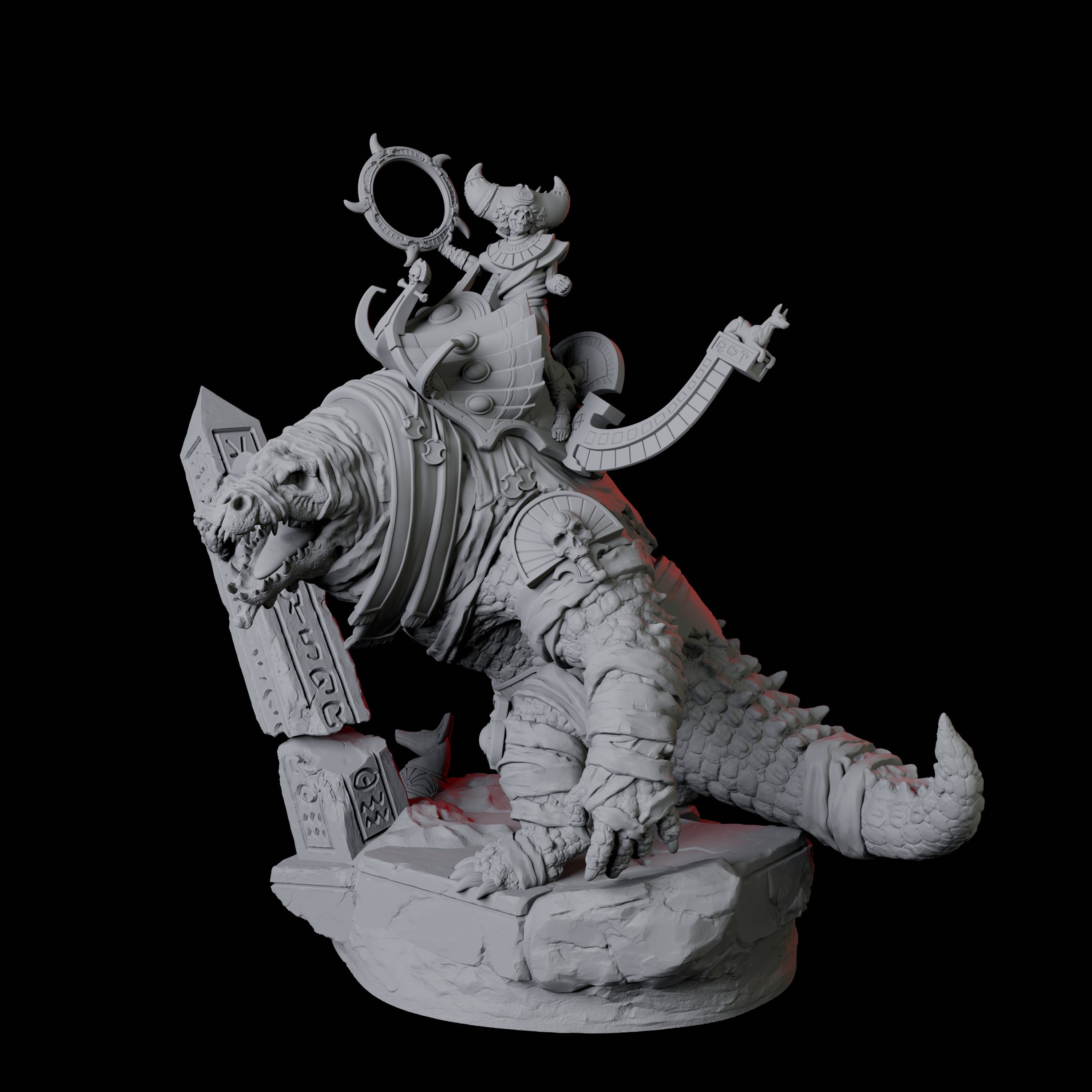 Cultist Riding Giant Crocodile D Miniature for Dungeons and Dragons, Pathfinder or other TTRPGs