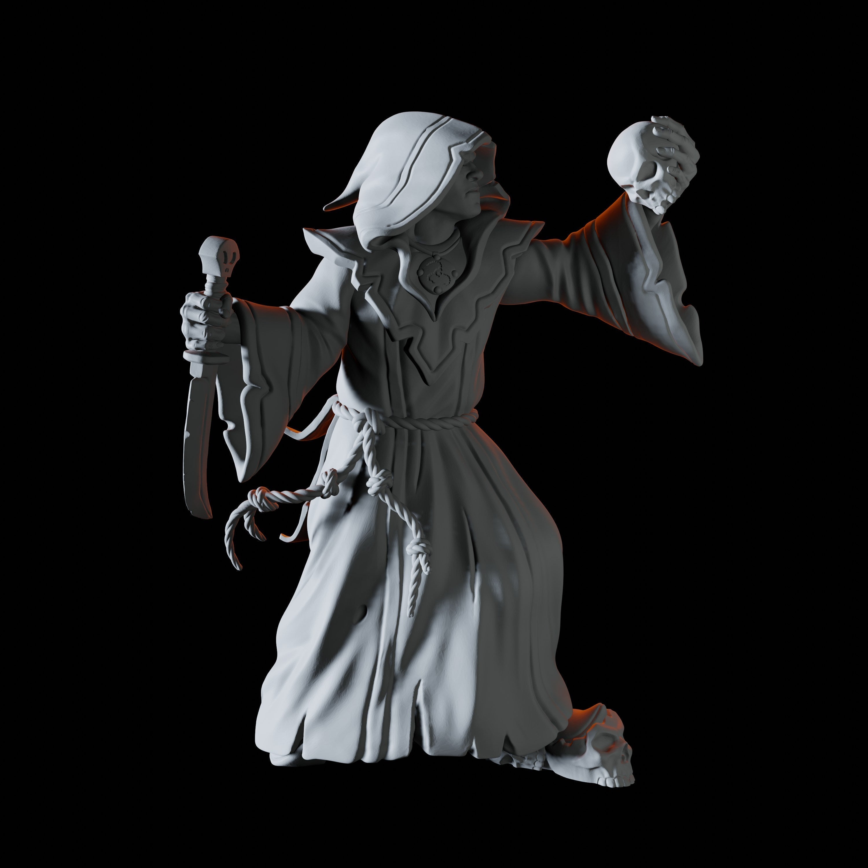 Cultist with Skull Miniature for Dungeons and Dragons - Myth Forged