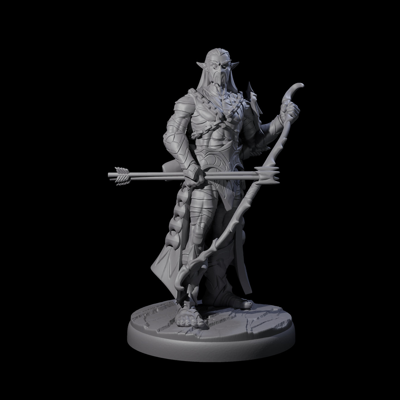 Cunning Dark Elf Archer L Miniature for Dungeons and Dragons, Pathfinder or other TTRPGs