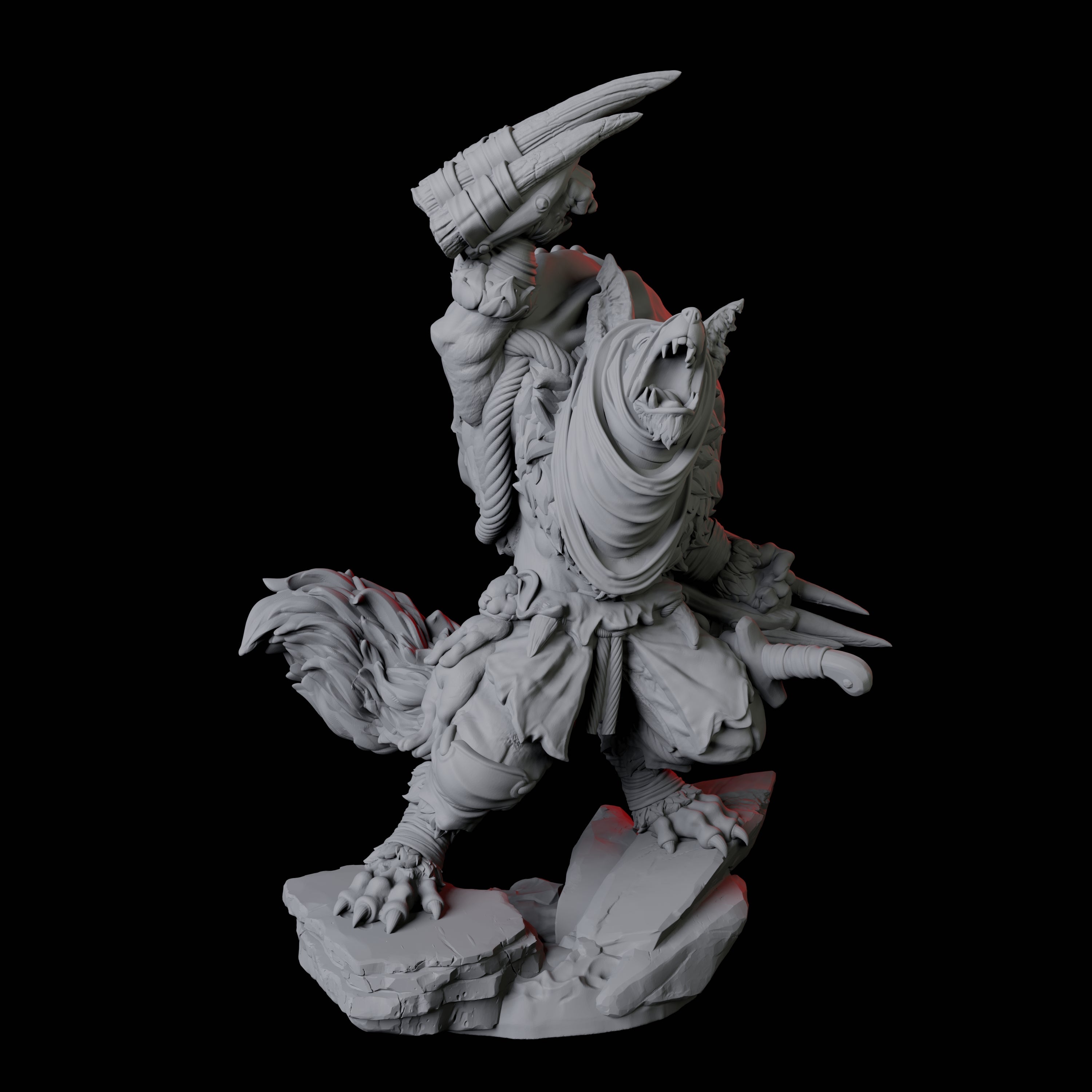 Cunning Kitsune Fighter C Miniature for Dungeons and Dragons, Pathfinder or other TTRPGs