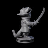 Cute Pirate Kitty C Miniature for Dungeons and Dragons, Pathfinder or other TTRPGs