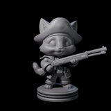 Cute Pirate Kitty E Miniature for Dungeons and Dragons, Pathfinder or other TTRPGs
