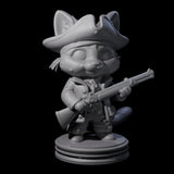 Cute Pirate Kitty H Miniature for Dungeons and Dragons, Pathfinder or other TTRPGs