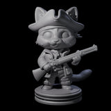 Cute Pirate Kitty H Miniature for Dungeons and Dragons, Pathfinder or other TTRPGs