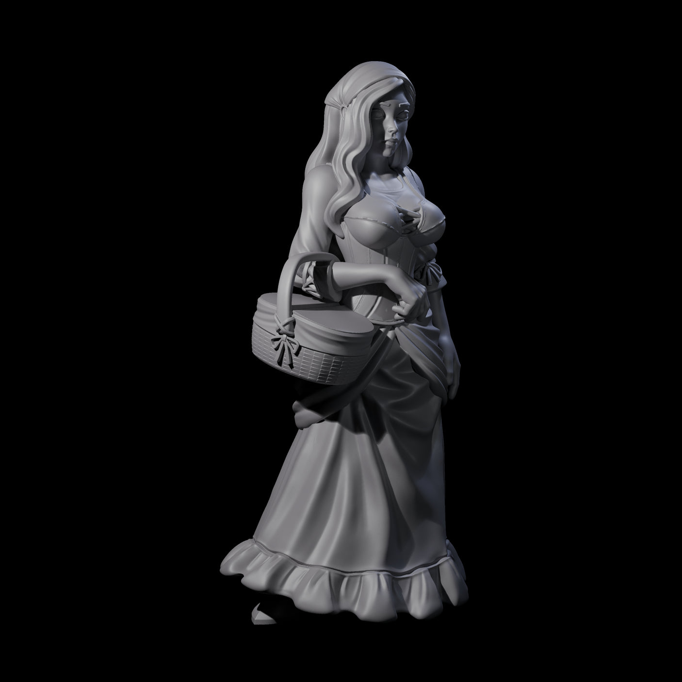Cute Villager on Errands Miniature for Dungeons and Dragons, Pathfinder or other TTRPGs